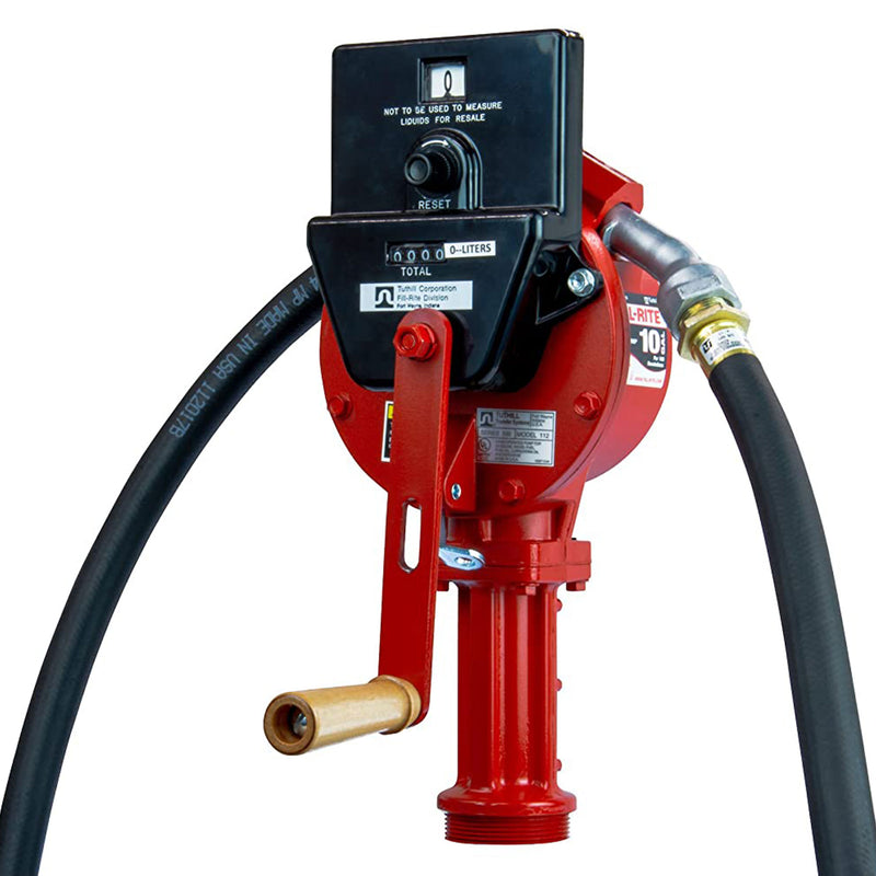 Fill-Rite Fuel Transfer Rotary Hand Pump with Hose, Suction Pipe, and Counter