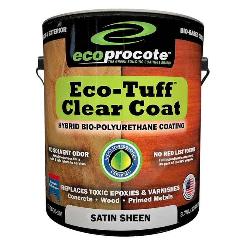 EcoProCote Eco Tuff 1 Gal Clear Coat Sealer Kit for Concrete & Wood Floor, Satin