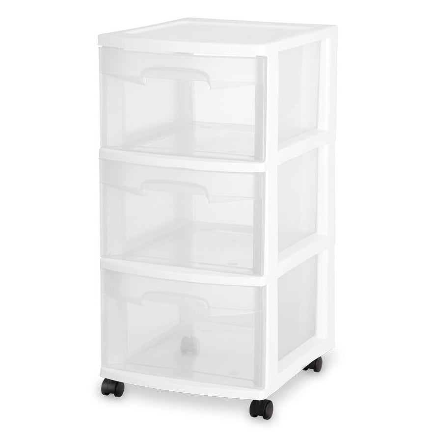 Sterilite 3 Drawer Rolling Caster Wheel Home Organizer Storage Cart (3 Pack)