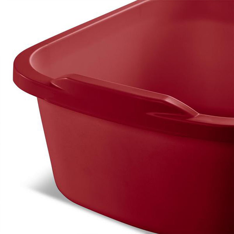 Sterilite Large Multi Function Home 12 Qt Sink Dish Washing Pan, Red (32 Pack)