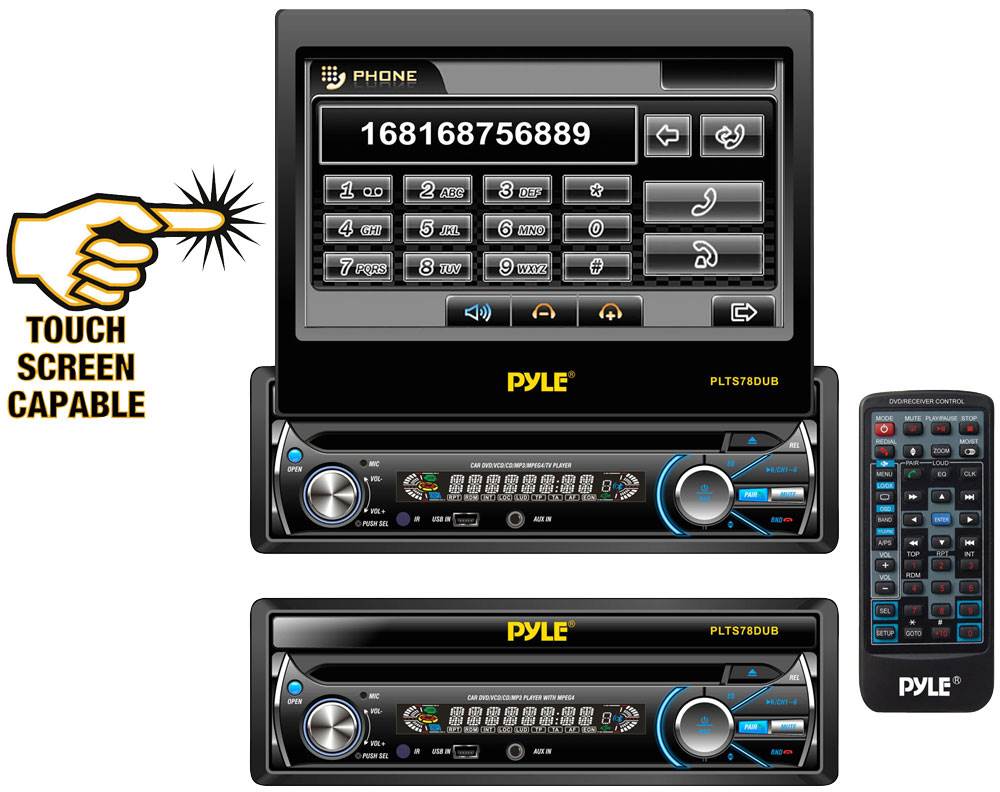 Pyle PLTS78DUB 7" TOUCH SCREEN CD/DVD/MP3 Car Player w/ AUX Receiver & Bluetooth