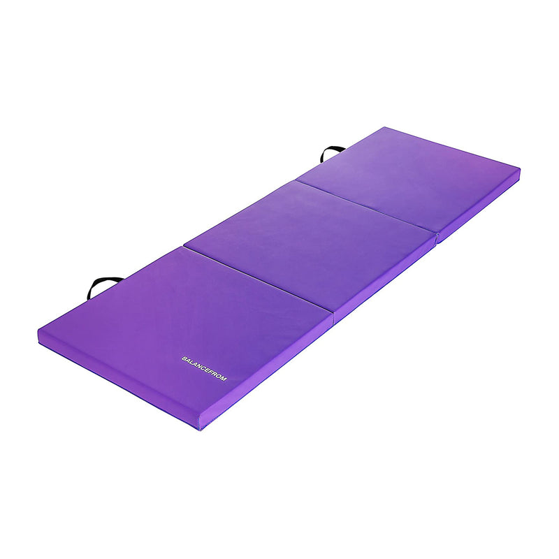 BalanceFrom Fitness GoGym 6x2ft Folding 3 Panel Exercise Mat w/Handles, Purple
