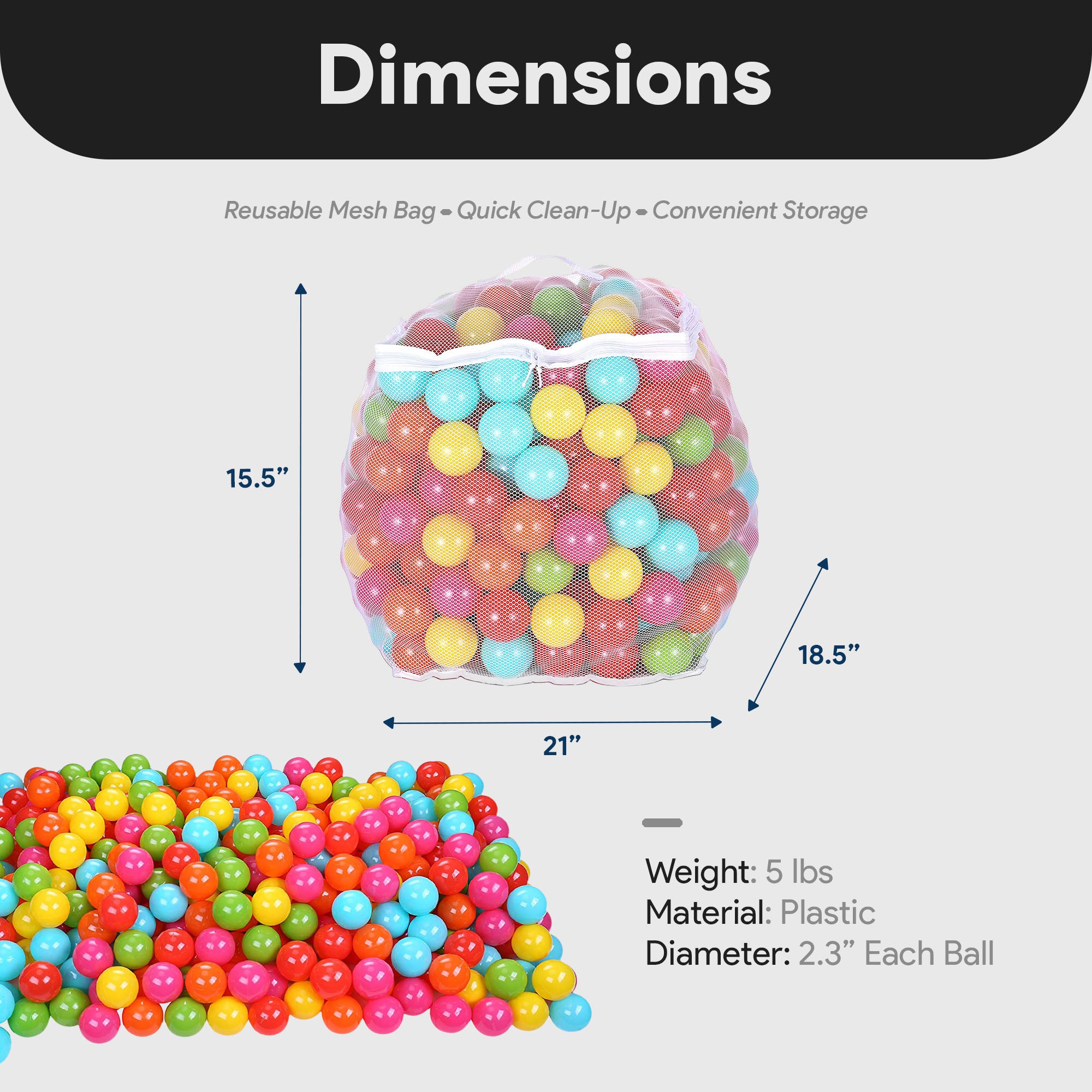 BalanceFrom Fitness 2.3 In Crush Proof Play Pit Balls w/ Storage Bag (For Parts) - VMInnovations