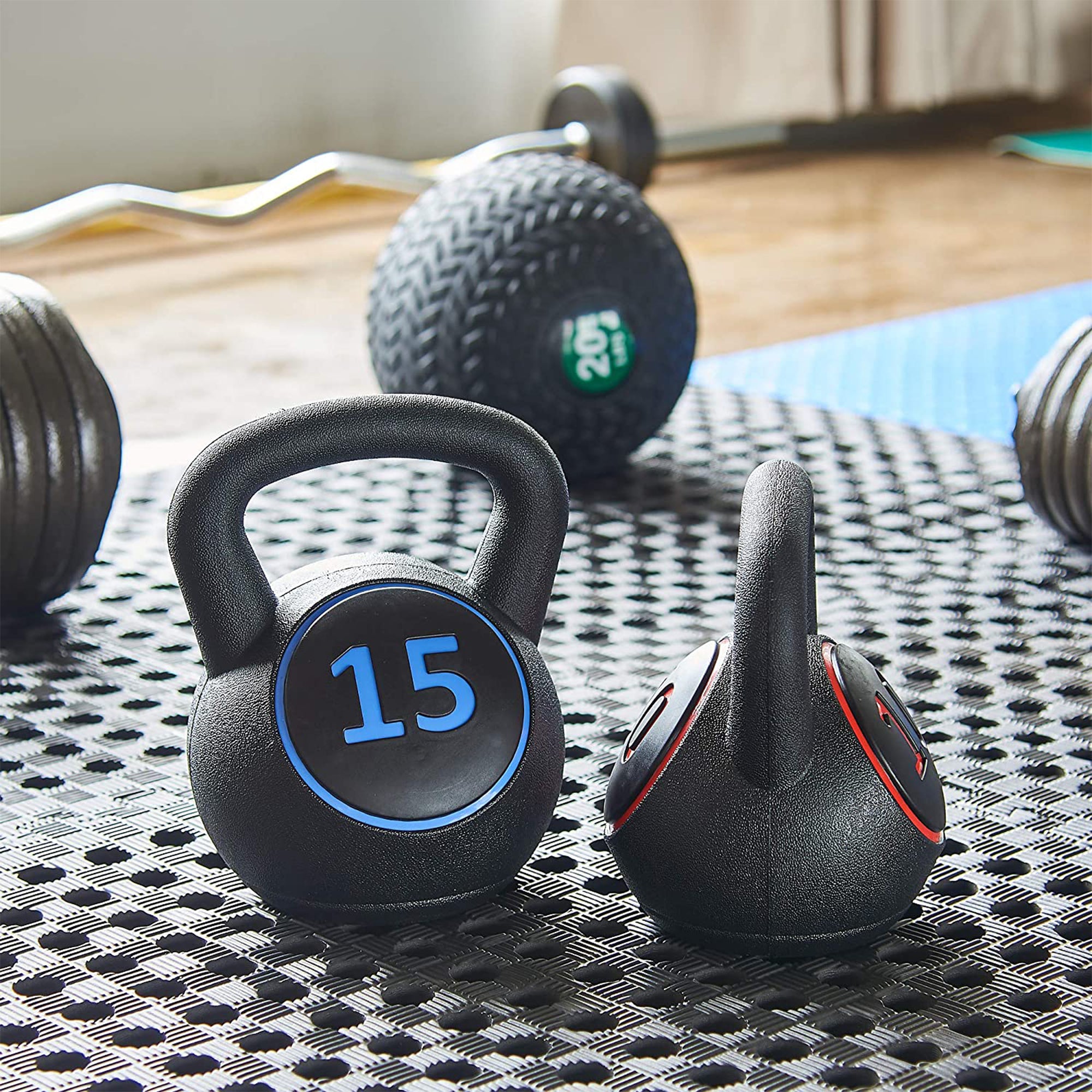 BalanceFrom Wide Grip Kettlebell Fitness Exercise Weights, 5, 10, and 15 Pounds - VMInnovations
