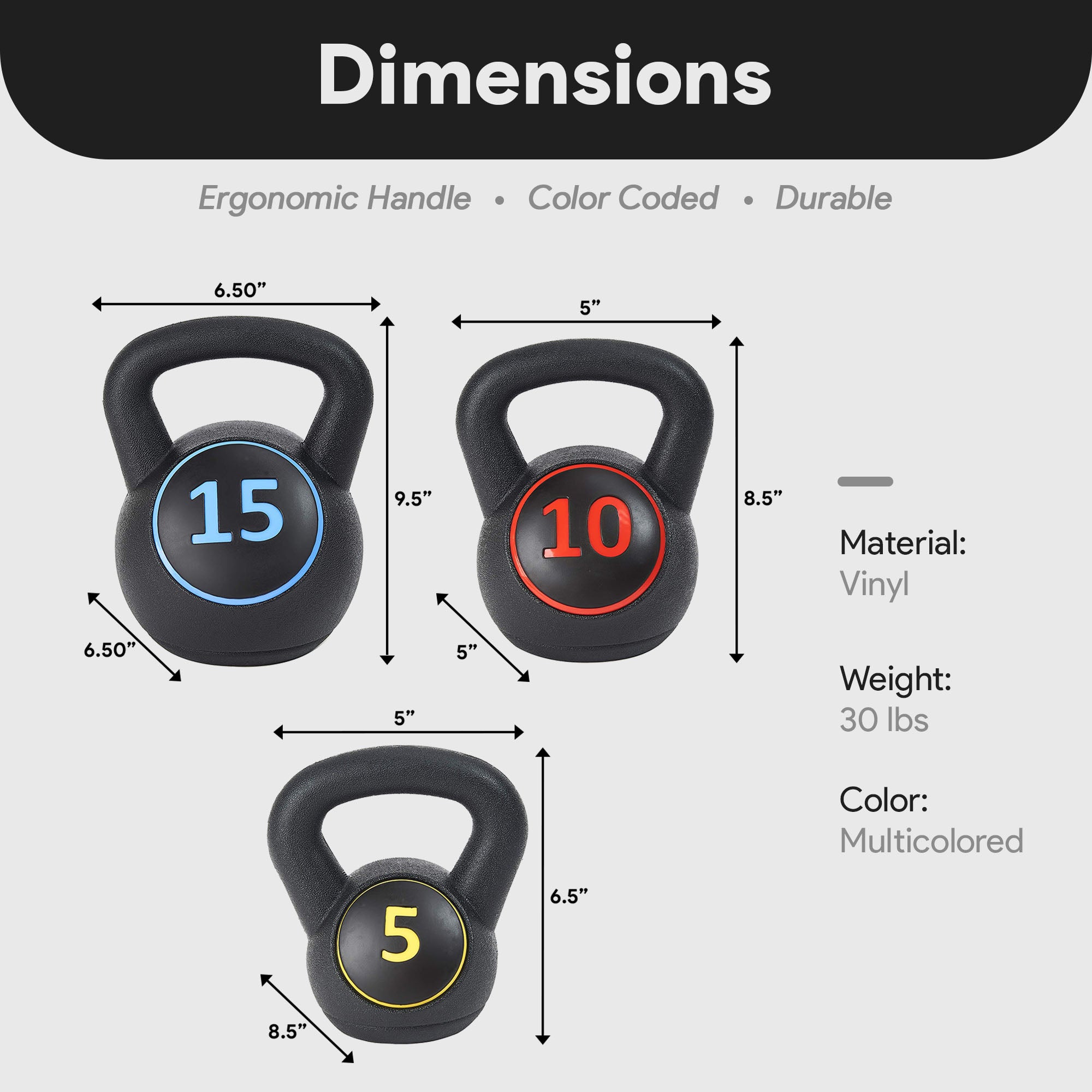 BalanceFrom Wide Grip Kettlebell Fitness Exercise Weights, 5, 10, & 15Lb (Used)