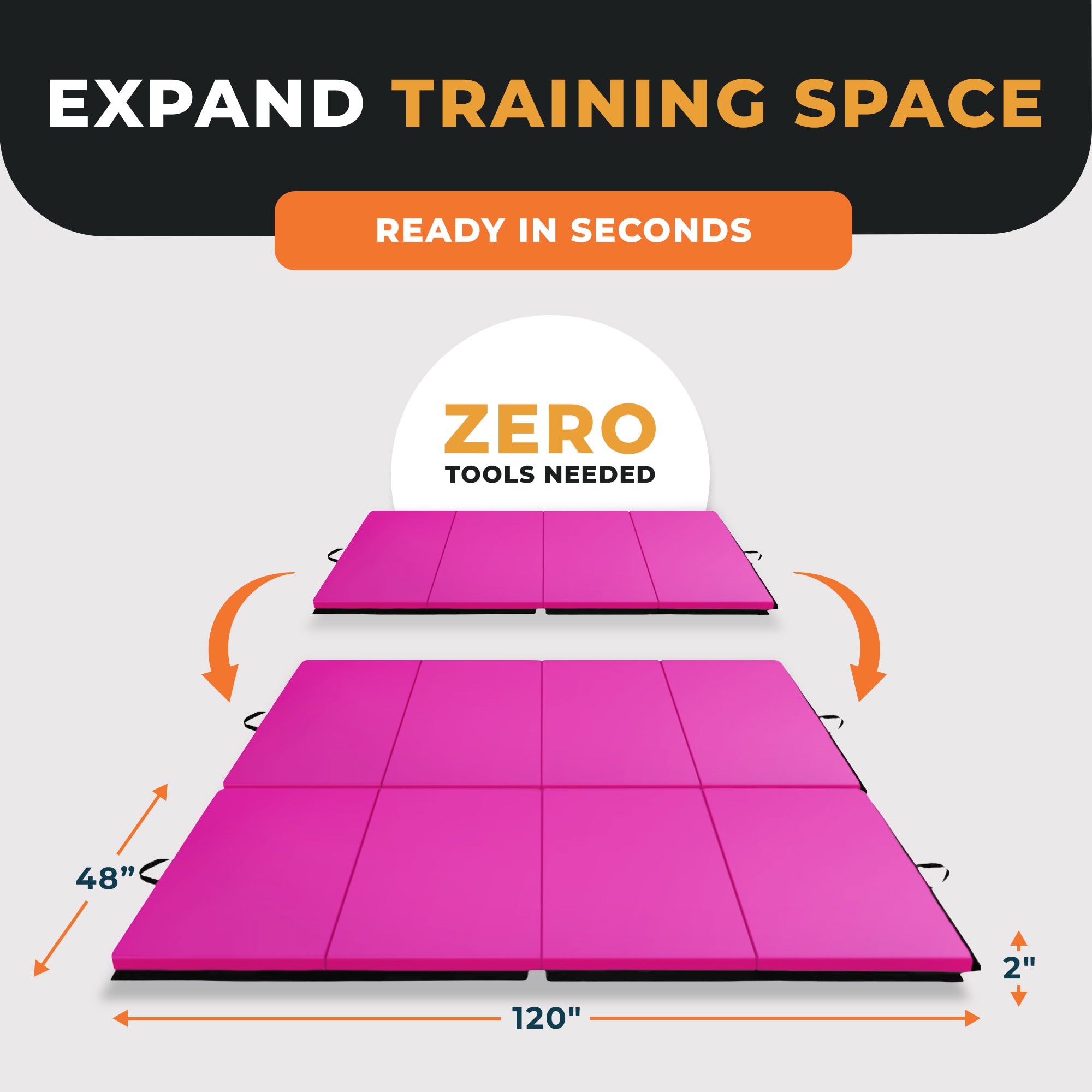 BalanceFrom Fitness 120 x 48" All Purpose Folding Gymnastics Exercise Mat, Pink