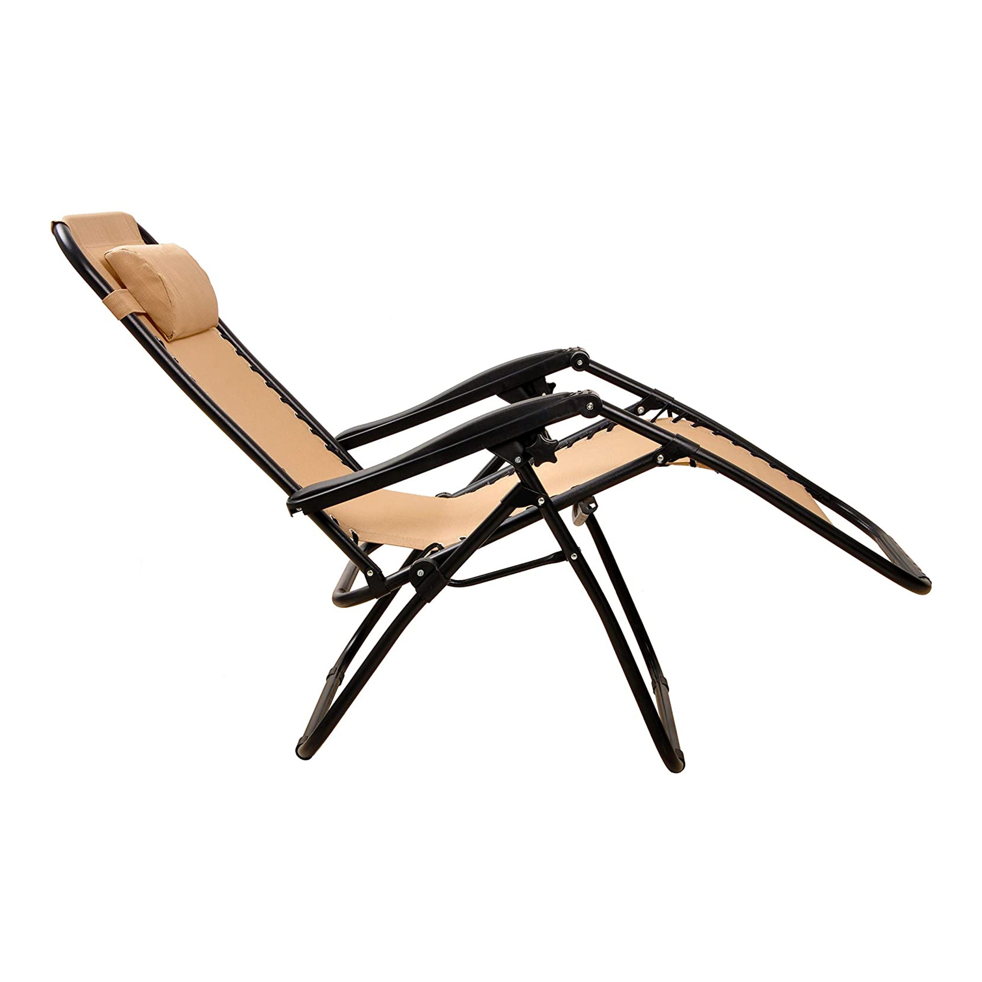 Elevon Adjustable Outdoor Zero Gravity Recliner Lounge Chair, Beige, Set of 2 - VMInnovations