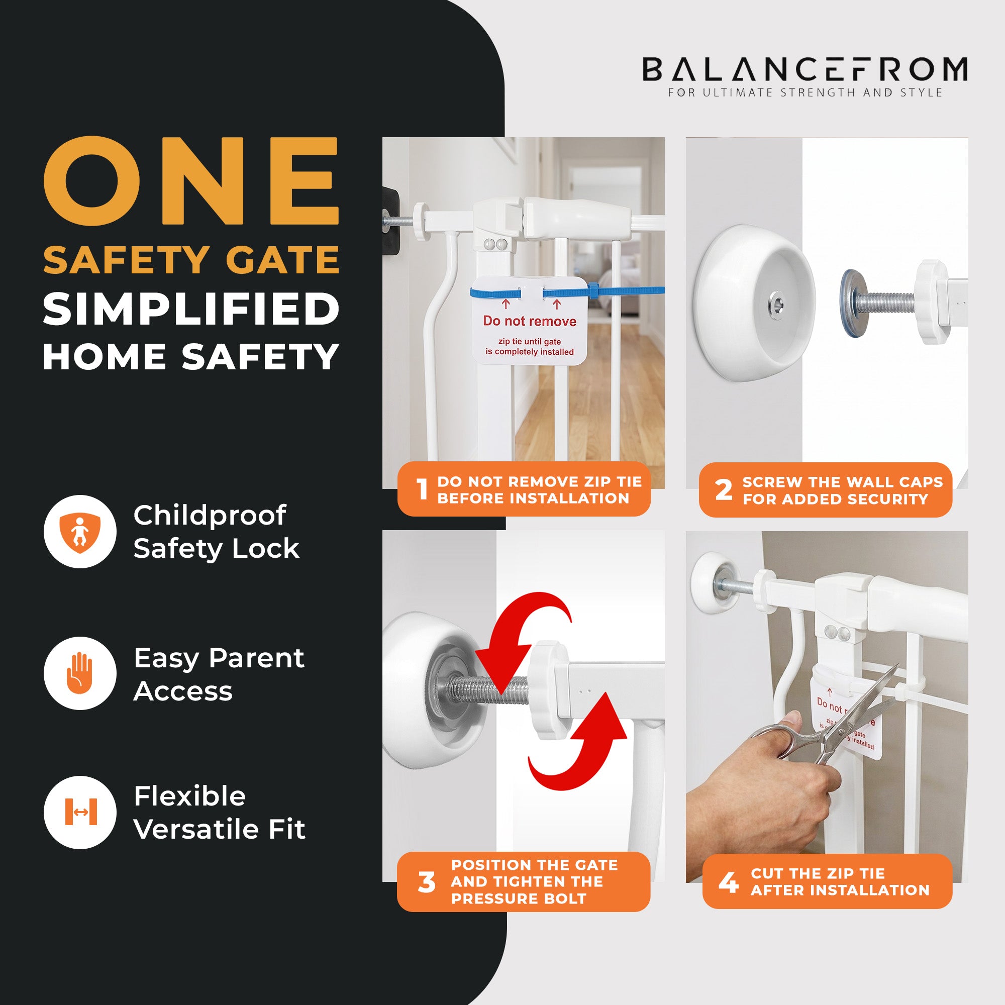 BalanceFrom Walk Thru Auto Close Hold Open Baby Safety Gate, 29.1-43.3 Inches