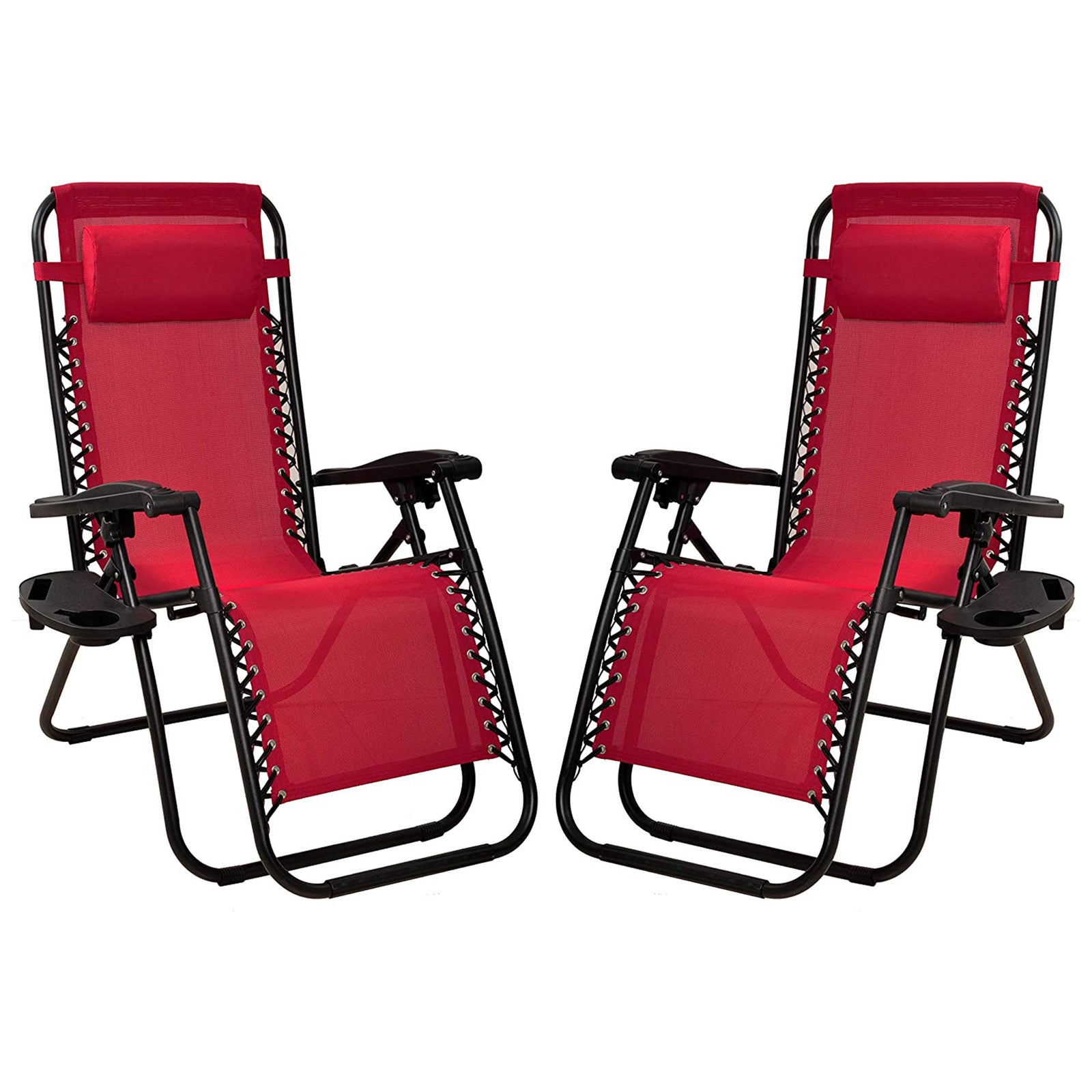 Elevon Adjustable Outdoor Zero Gravity Recliner Lounge Chair, Burgundy, Set of 2 - VMInnovations