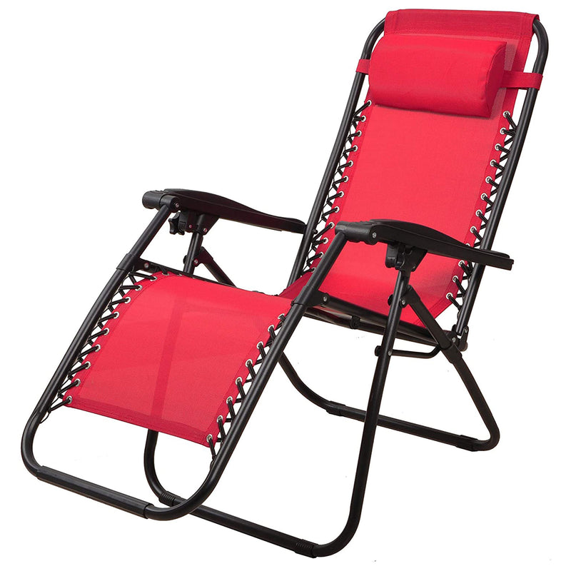 Elevon Adjustable Outdoor Zero Gravity Recliner Lounge Chair, Burgundy, Set of 2