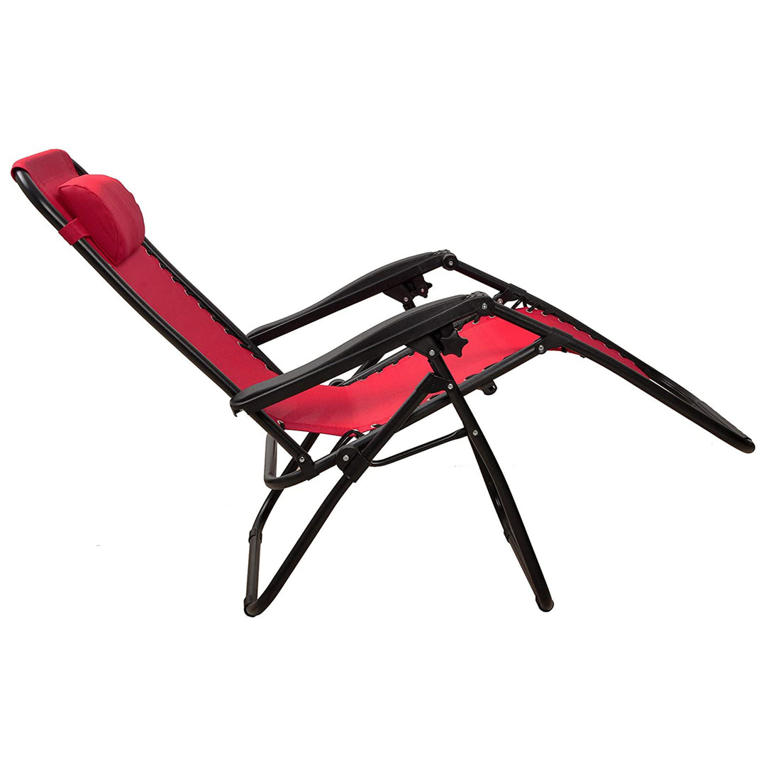 Elevon Adjustable Outdoor Zero Gravity Recliner Lounge Chair, Burgundy, Set of 2 - VMInnovations