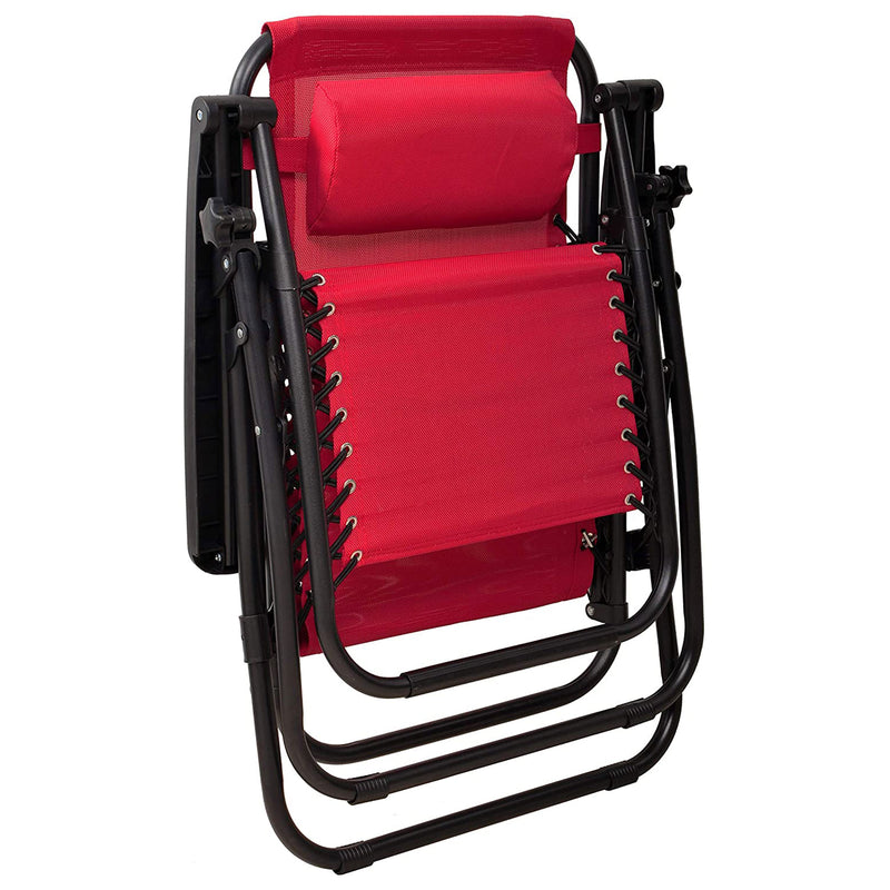 Elevon Adjustable Outdoor Zero Gravity Recliner Lounge Chair, Burgundy, Set of 2