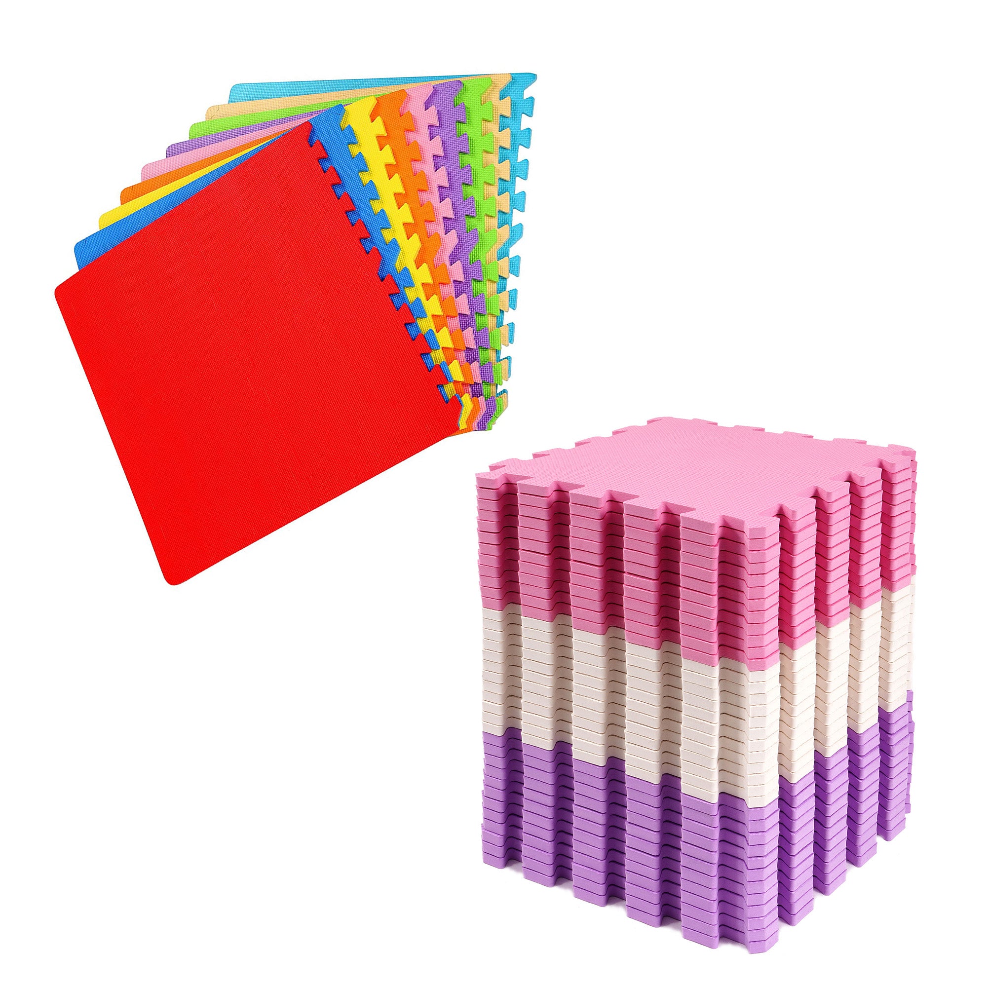 BalanceFrom Fitness 36 Tile Interlocking Exercise Play Mats Bundle, Multi/Pinks - VMInnovations
