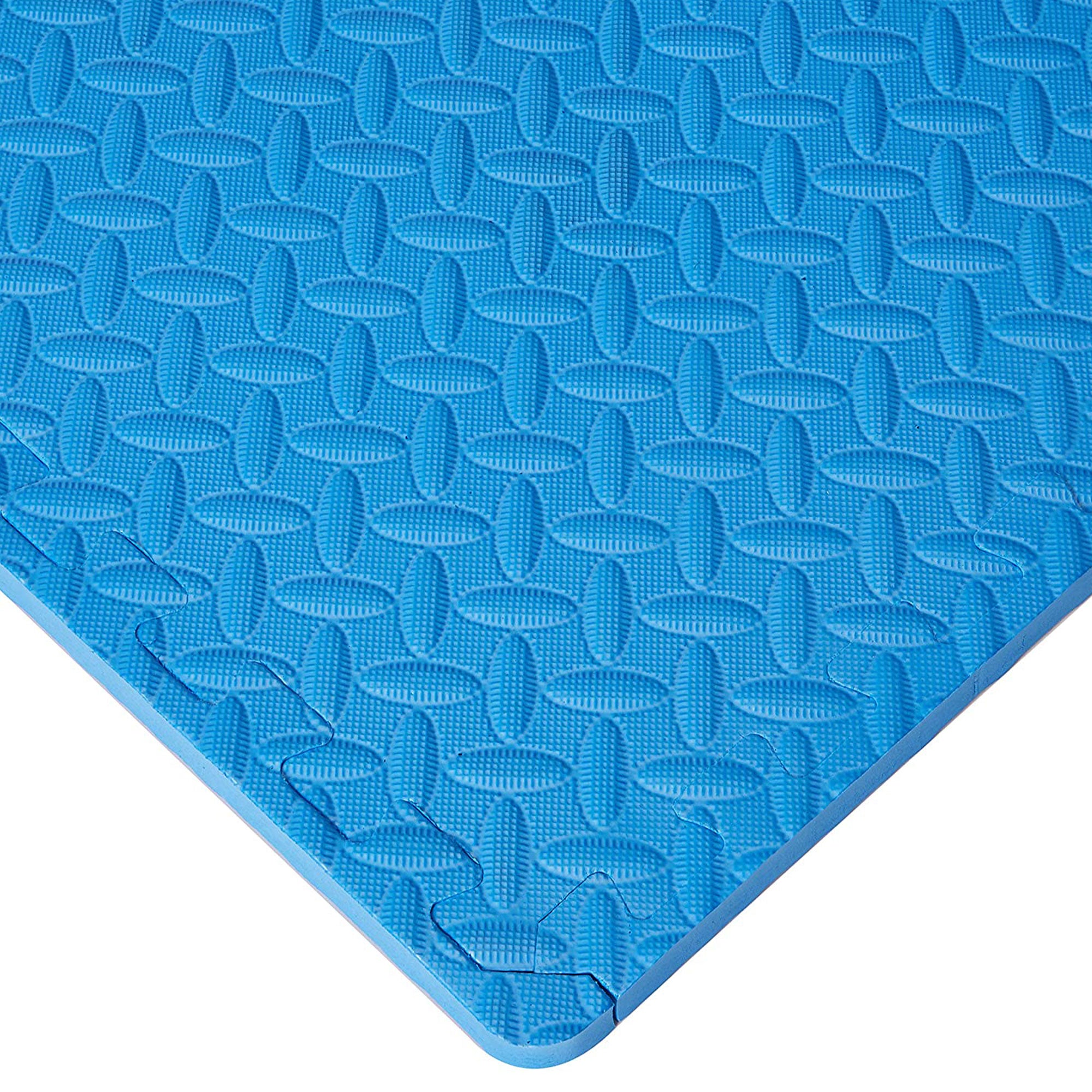 BalanceFrom Fitness 96 Sq Ft Interlocking EVA Foam Exercise Mat Tiles, Blue - VMInnovations