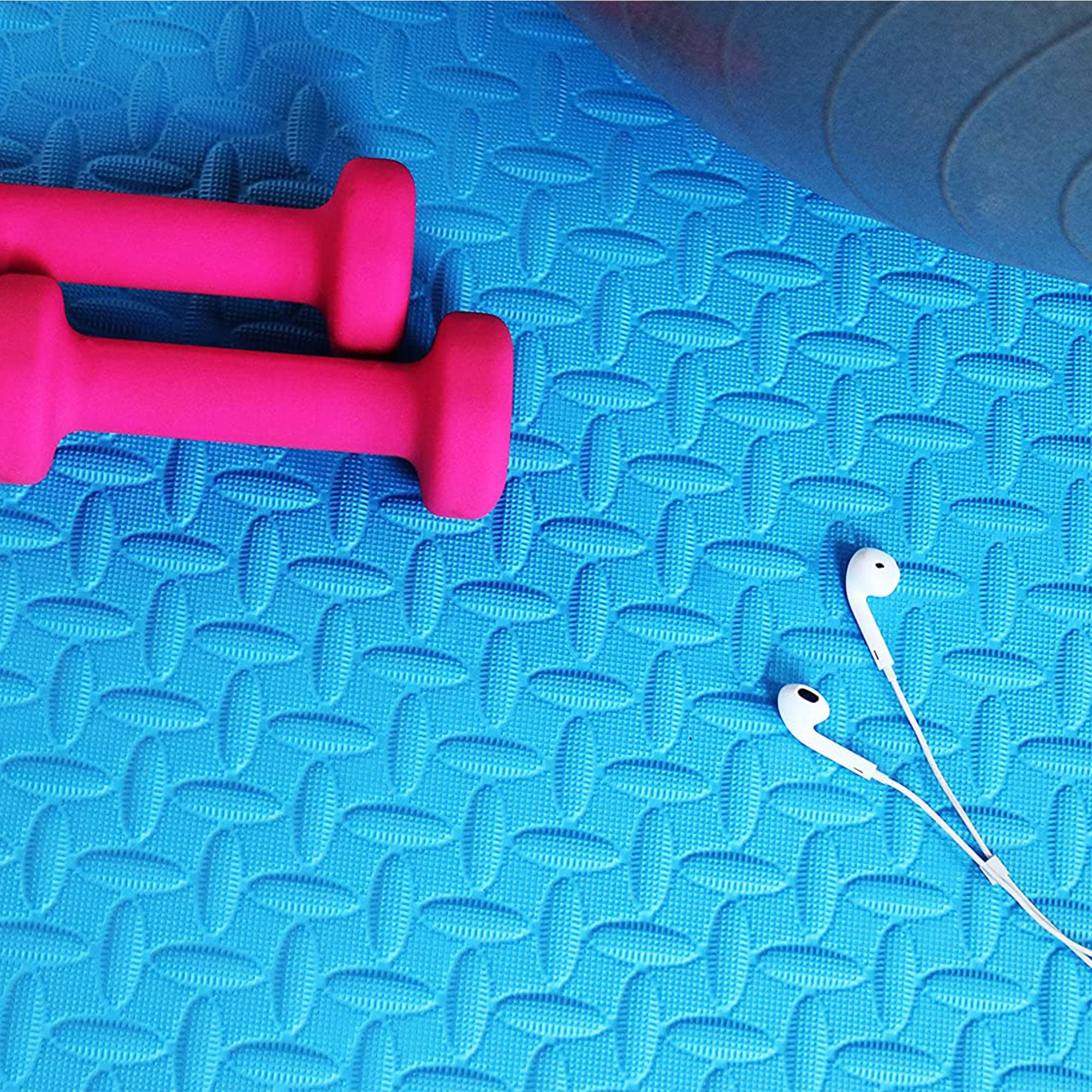 BalanceFrom Fitness 96 Sq Ft Interlocking EVA Foam Exercise Mat Tiles, Blue - VMInnovations