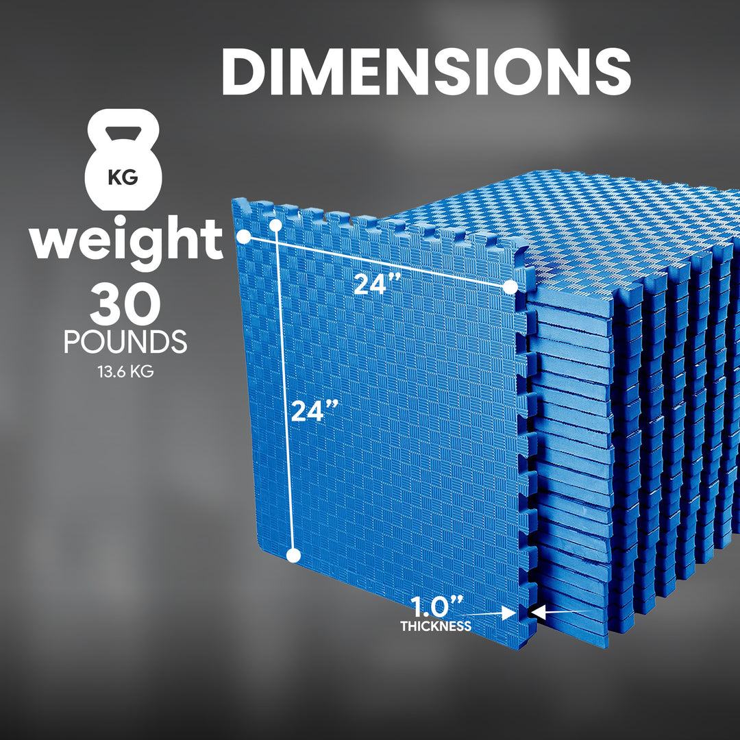 BalanceFrom Fitness 72 Sq Ft Interlocking EVA Foam Exercise Mat Tiles, Blue - VMInnovations