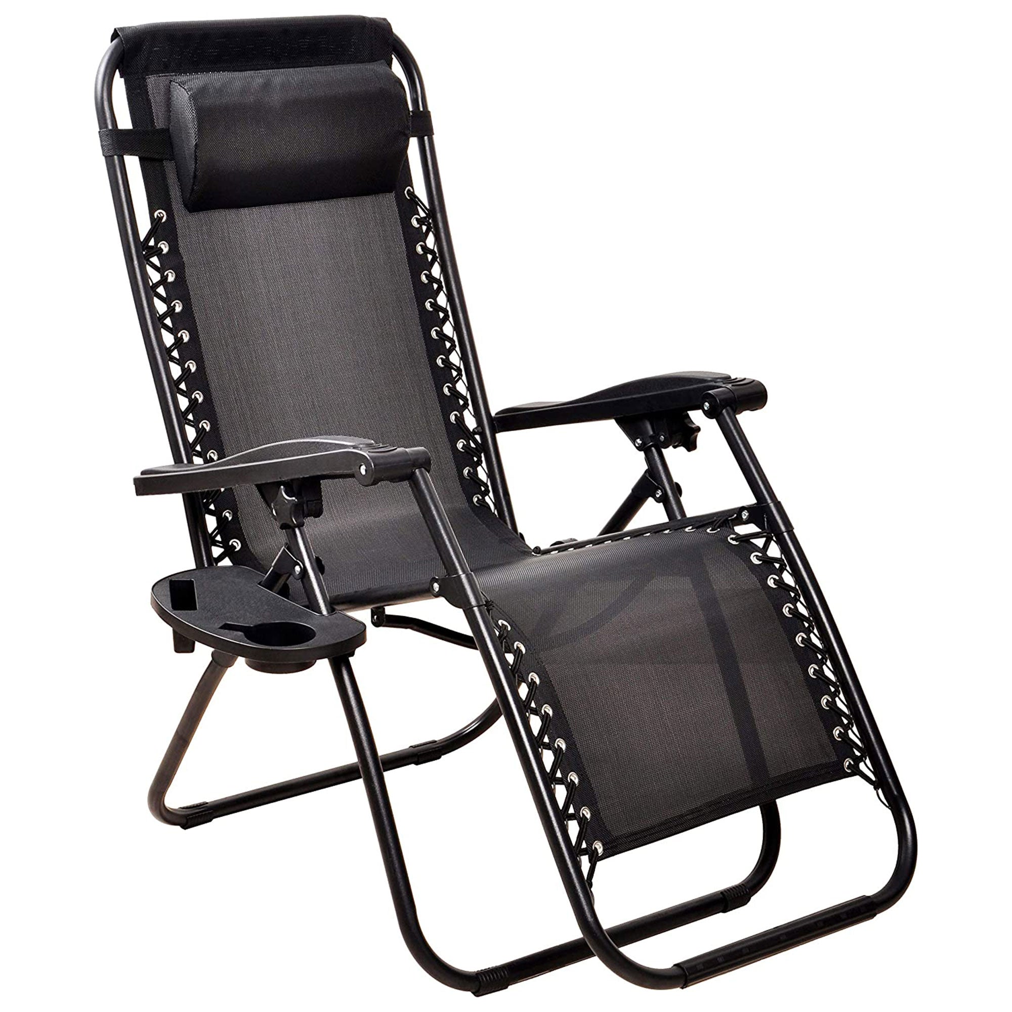 Elevon Adjustable Outdoor Zero Gravity Recliner Lounge Chair, Black, Set of 2 - VMInnovations