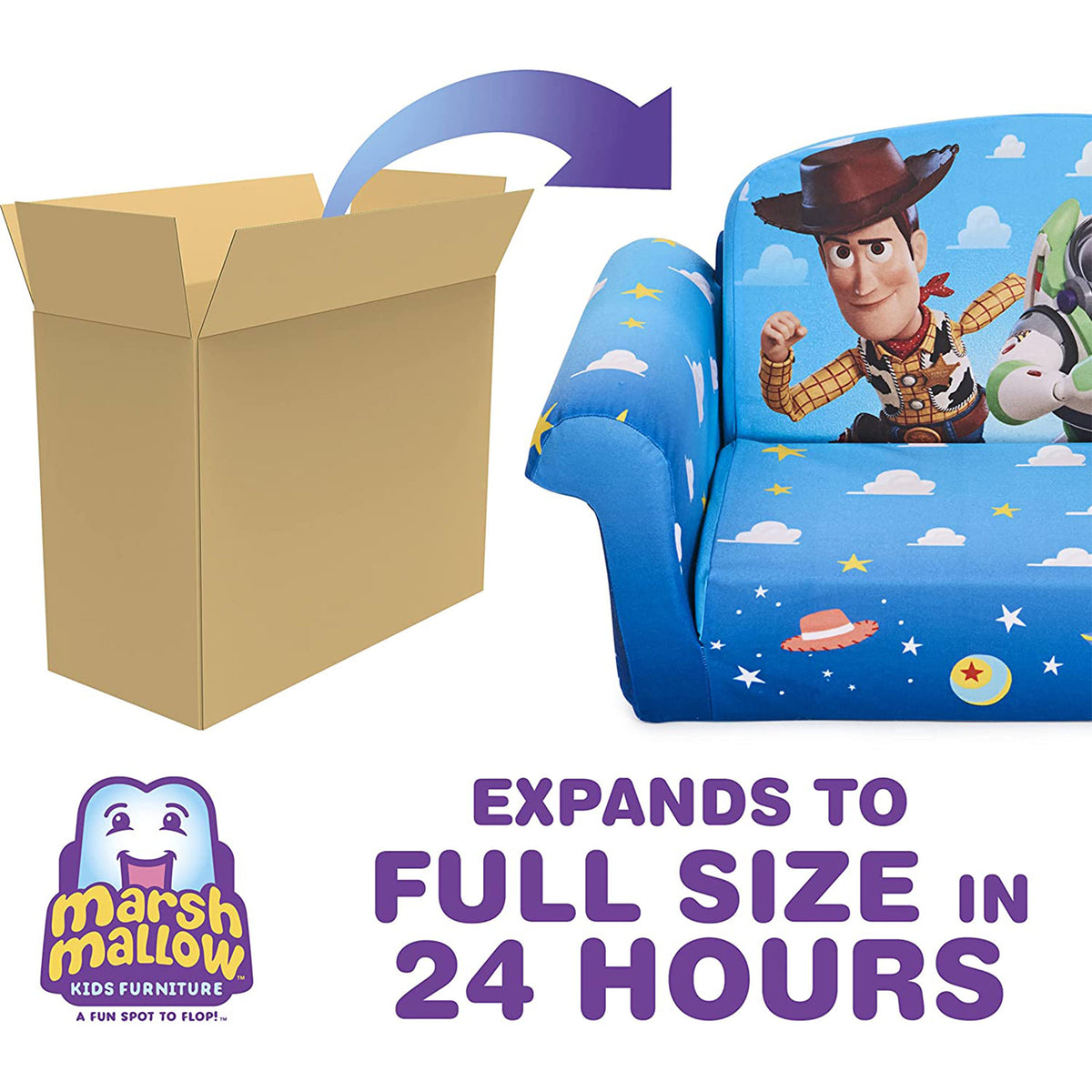 Marshmallow Furniture 2 Pack Kids 2-in-1 Flip Open Foam Sofa Bed, Toy Story