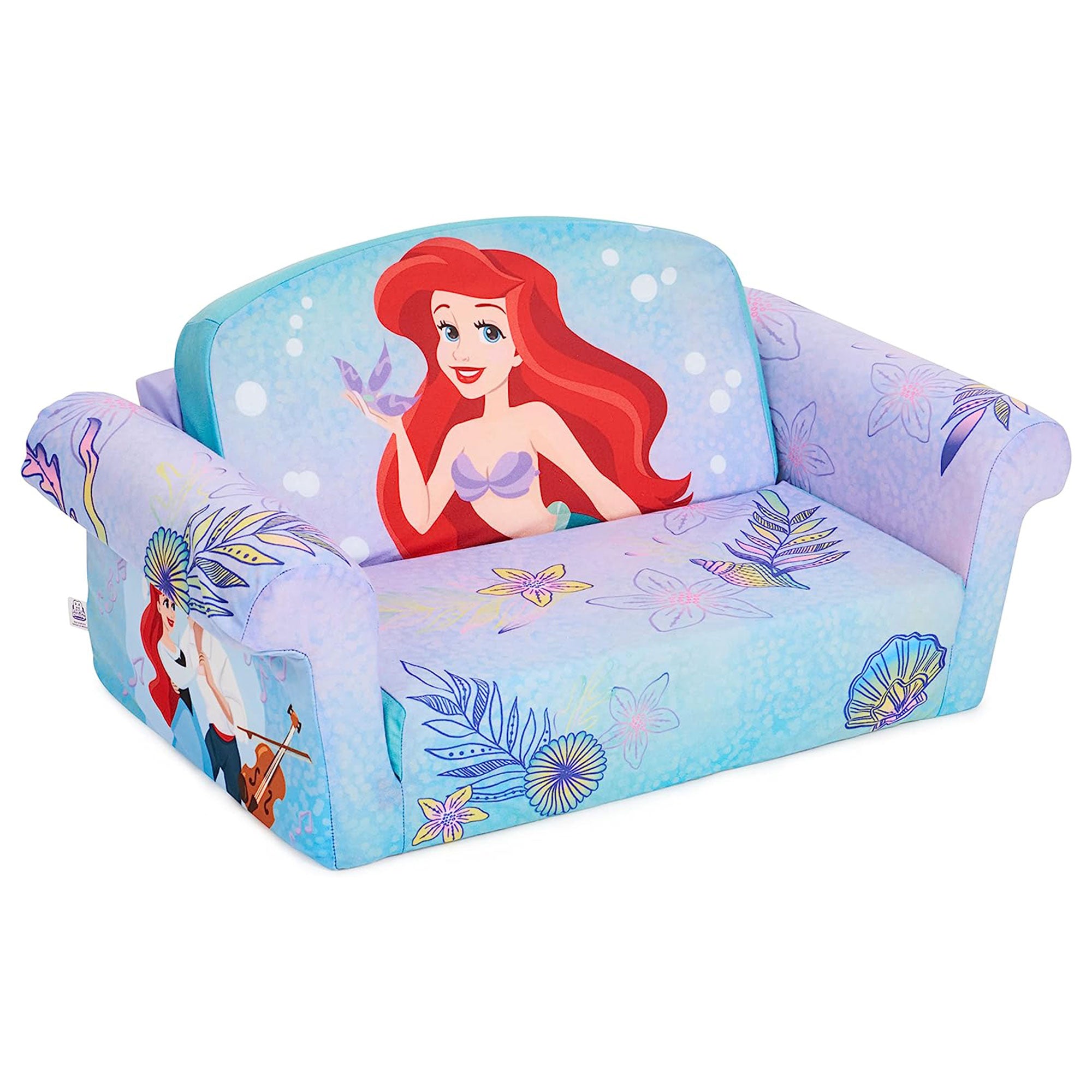 Marshmallow Furniture 2 Pack 2-in-1 Flip Open Foam Sofa Bed, The Little Mermaid - VMInnovations