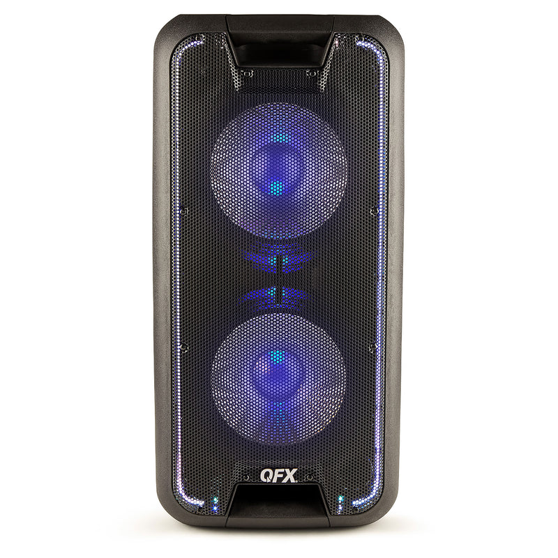 QFX Bluetooth Dual 10 Inch Rechargeable Woofer Speaker with LED Lights(Open Box)