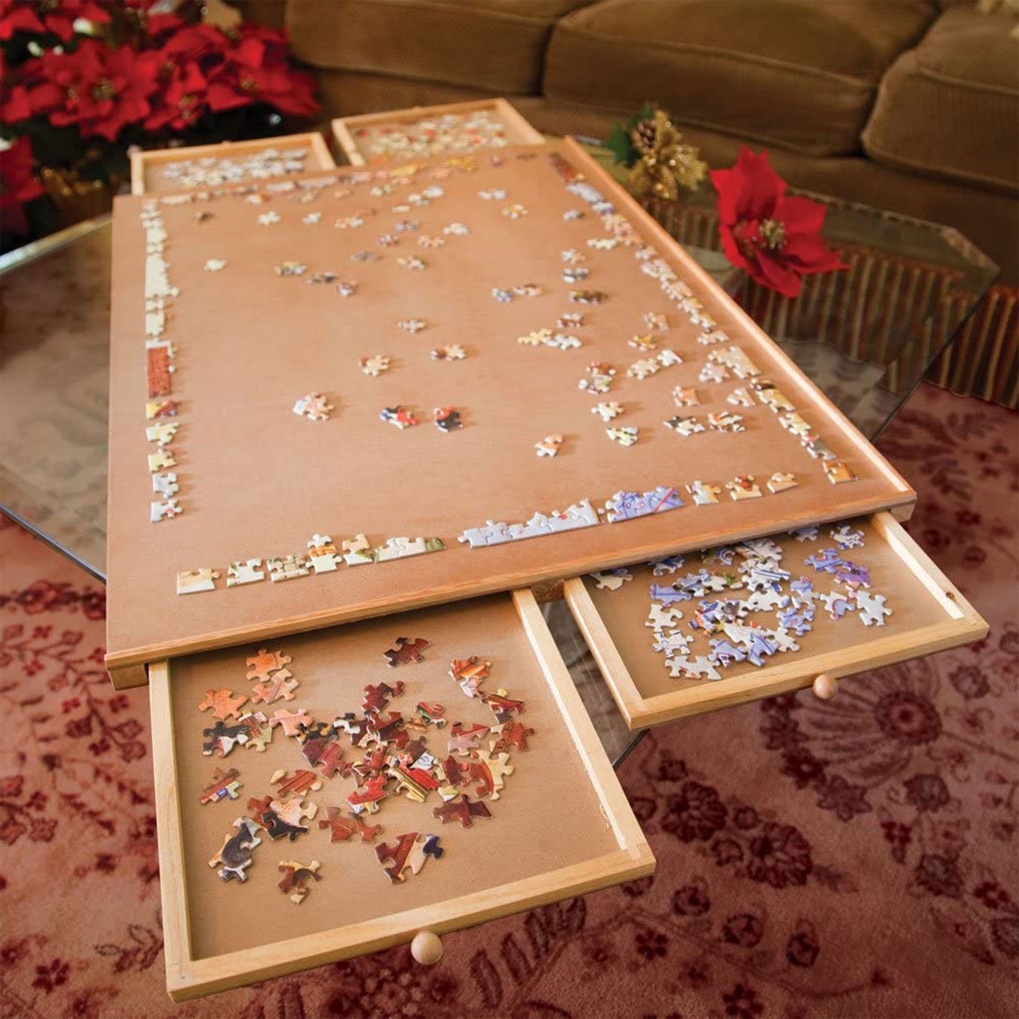 Bits and Pieces Jumbo 1500 Piece Puzzle Plateau with Storage Drawers (Open Box) - VMInnovations