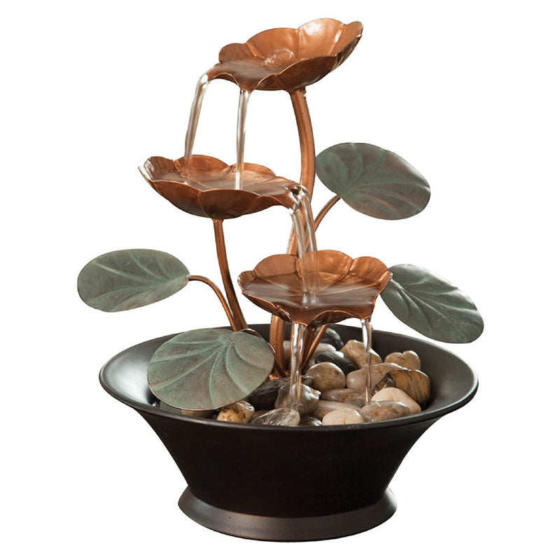 Bits and Pieces 10 Inch Water Lily Tabletop Water Serenity Fountain (Open Box)