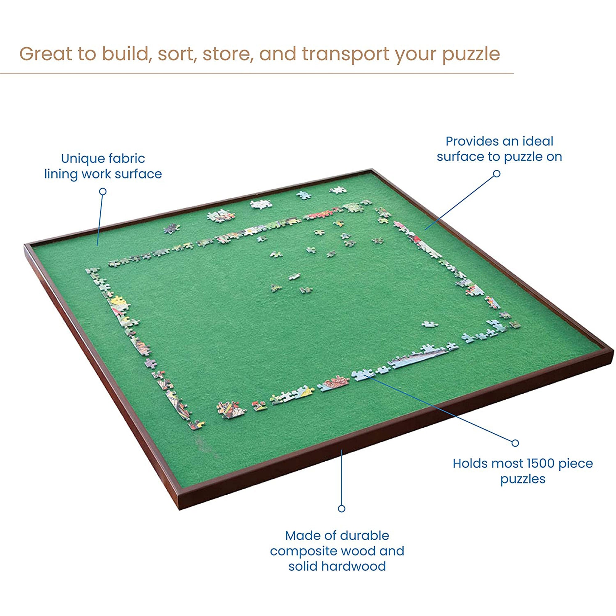 Bits and Pieces Square 1500 Piece Jigsaw Puzzle Board Spinner, 34 Inch Surface