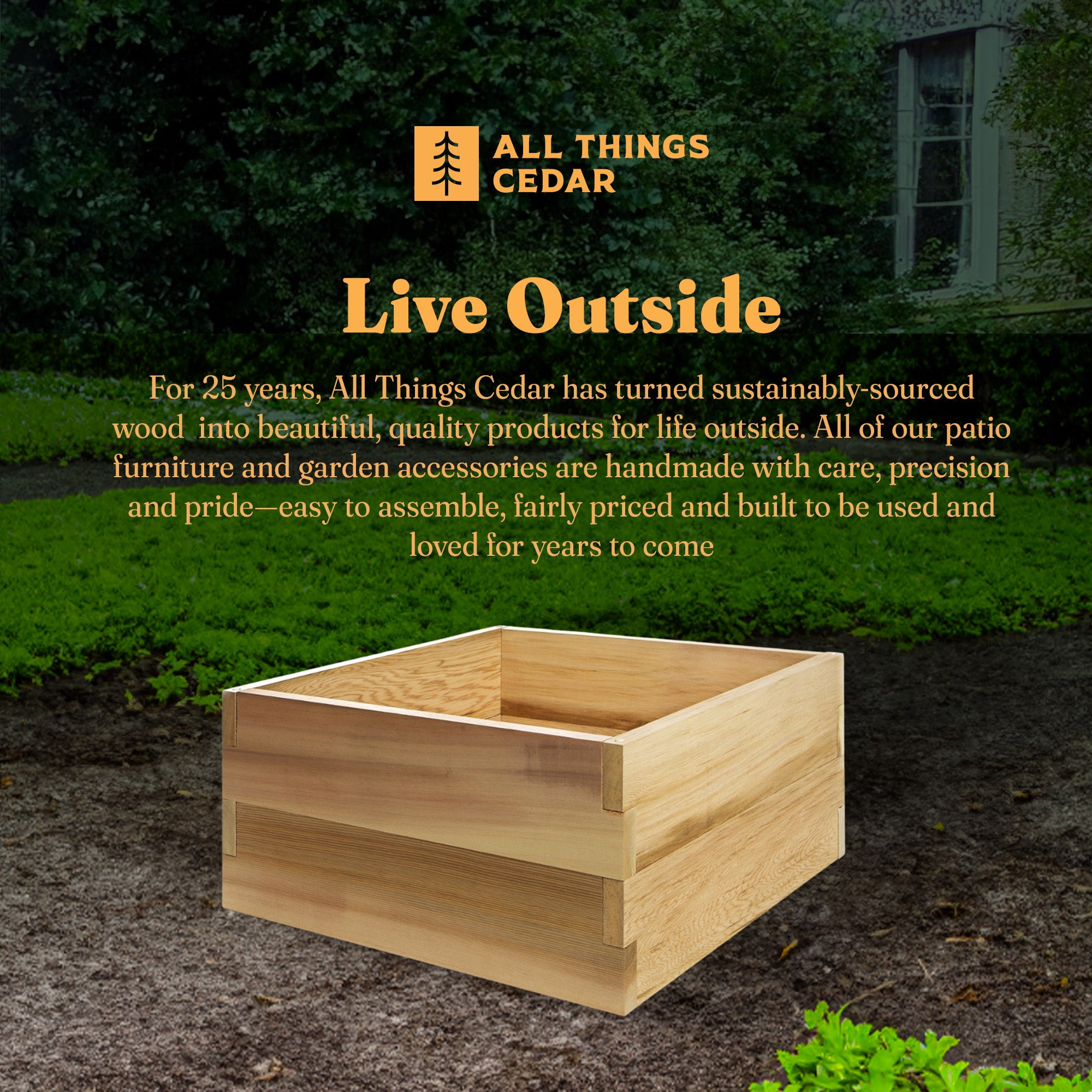 All Things Cedar Hand Crafted Natural Red Cedar 2ft Raised Garden Kit (Open Box) - VMInnovations