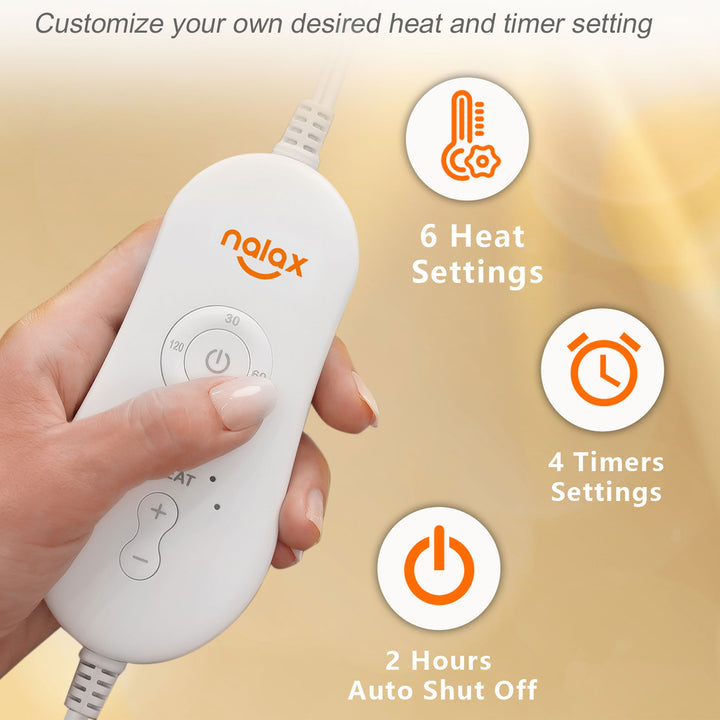 nalax Electric Fast Heating Full Body Throw Blanket with 6 Heat Levels, Brown - VMInnovations