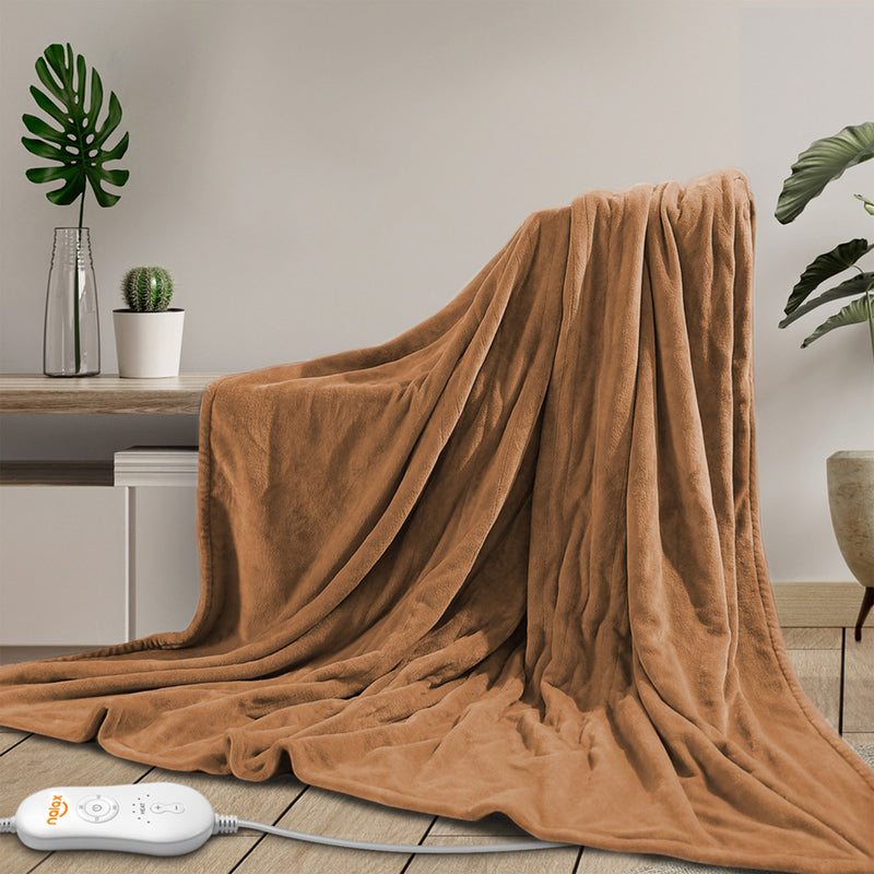 nalax Electric Fast Heating Full Body Throw Blanket with 6 Heat Levels, Brown