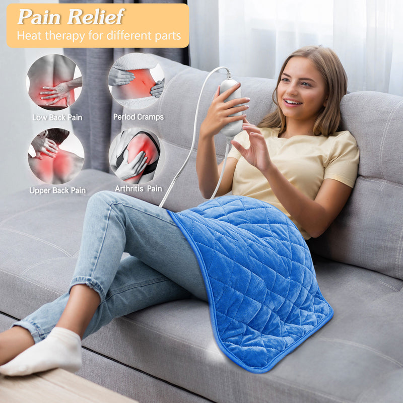 nalax Auto Off Electric Pain Relief Heating Pad with 6 Heat Settings, Dark Blue