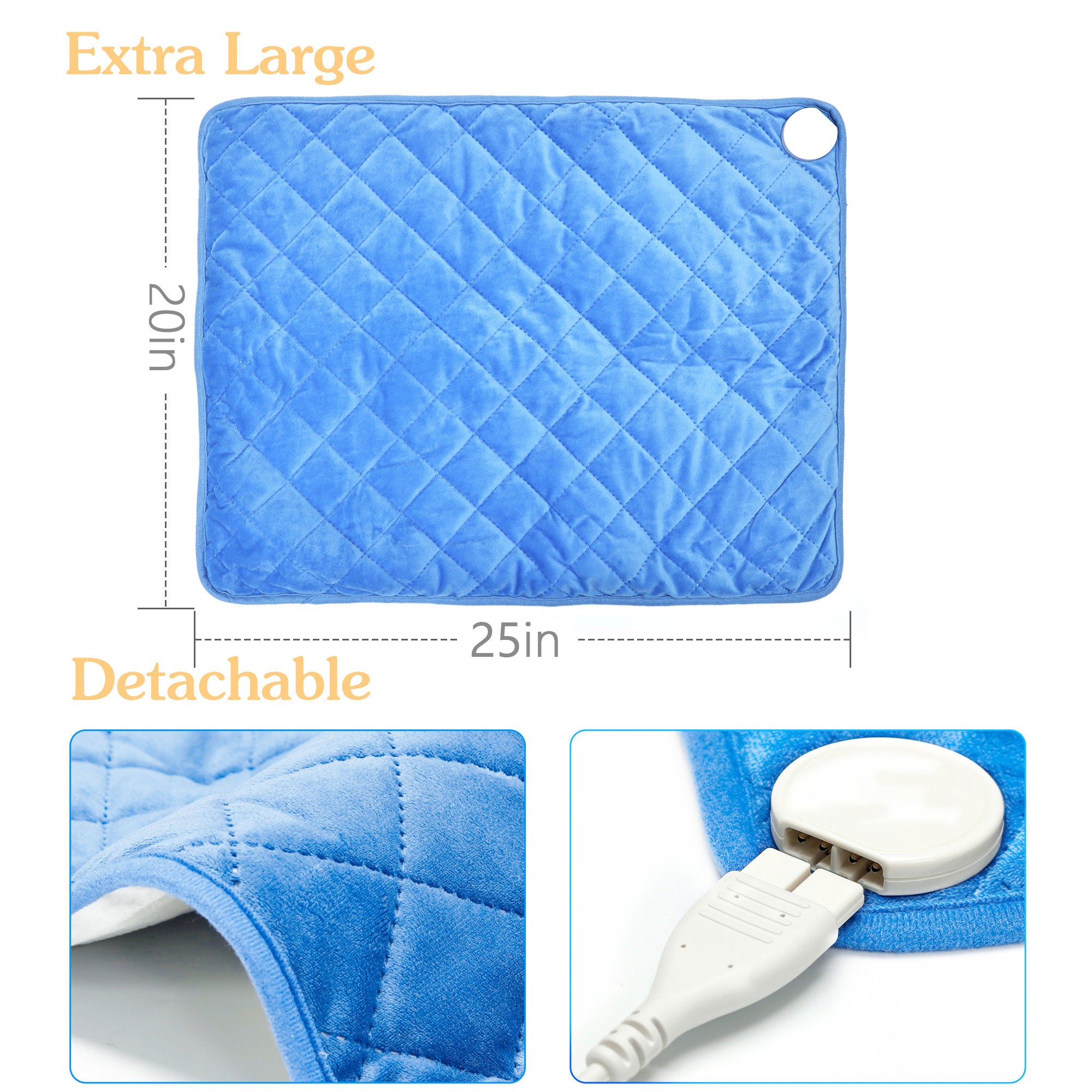 nalax Auto Off Electric Pain Relief Heating Pad w/6 Heat Settings, Blue (Used) - VMInnovations