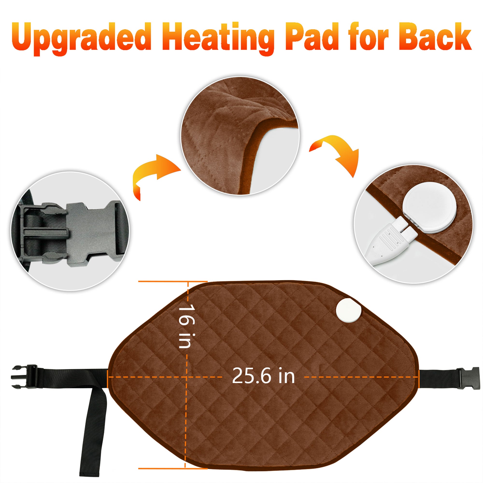 Nalax Lower Back Heating Pad w/ Adjustable Strap and Auto Shut Off (Open Box) - VMInnovations