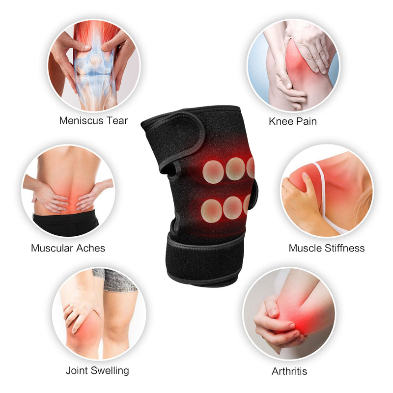 UTK Heated Knee Brace and Wrap with Jade Stones and Far Infrared Rays, Black