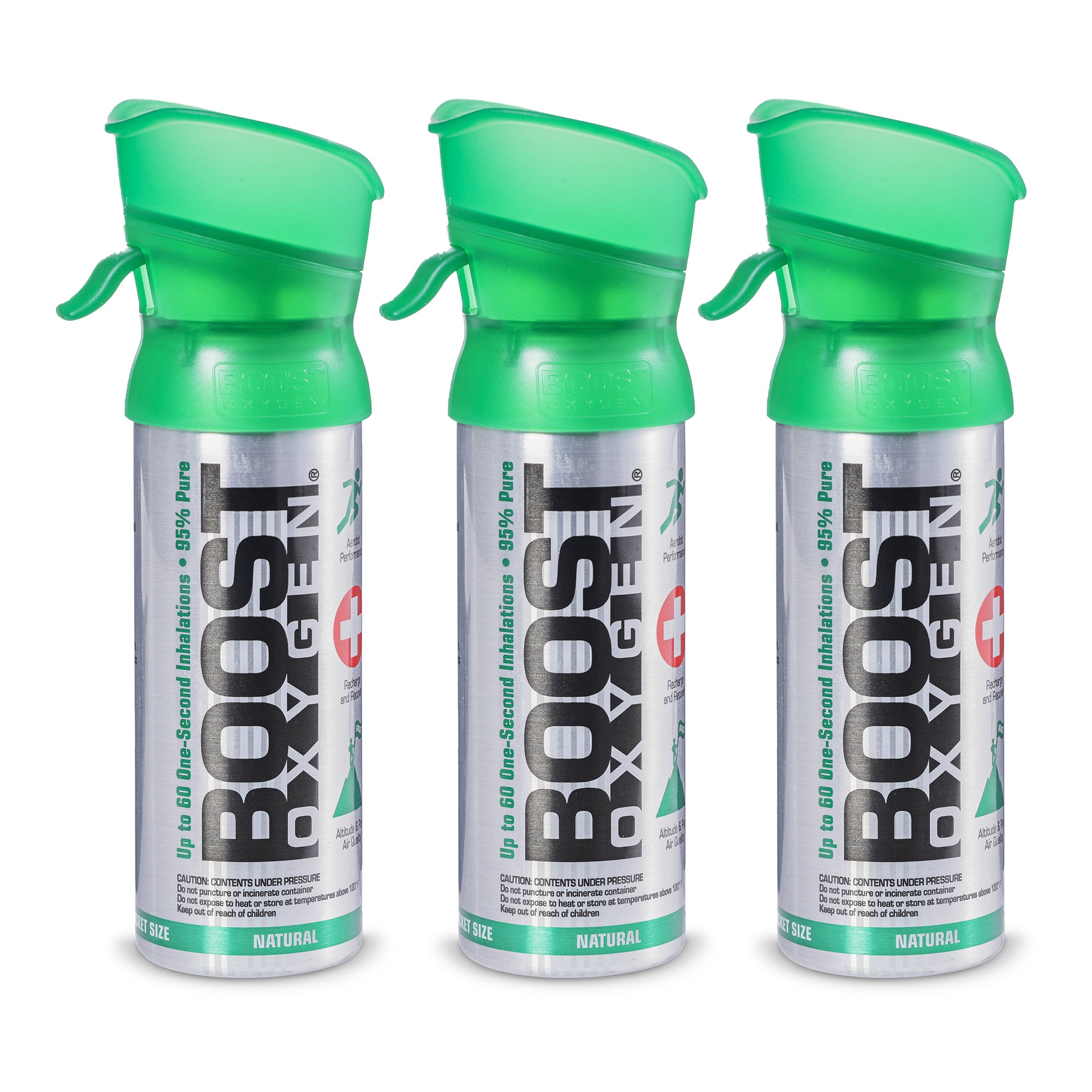 Boost Oxygen 3L Pocket Sized Canned Oxygen Bottle w/Mouthpiece, Natural (3 Pack) - VMInnovations