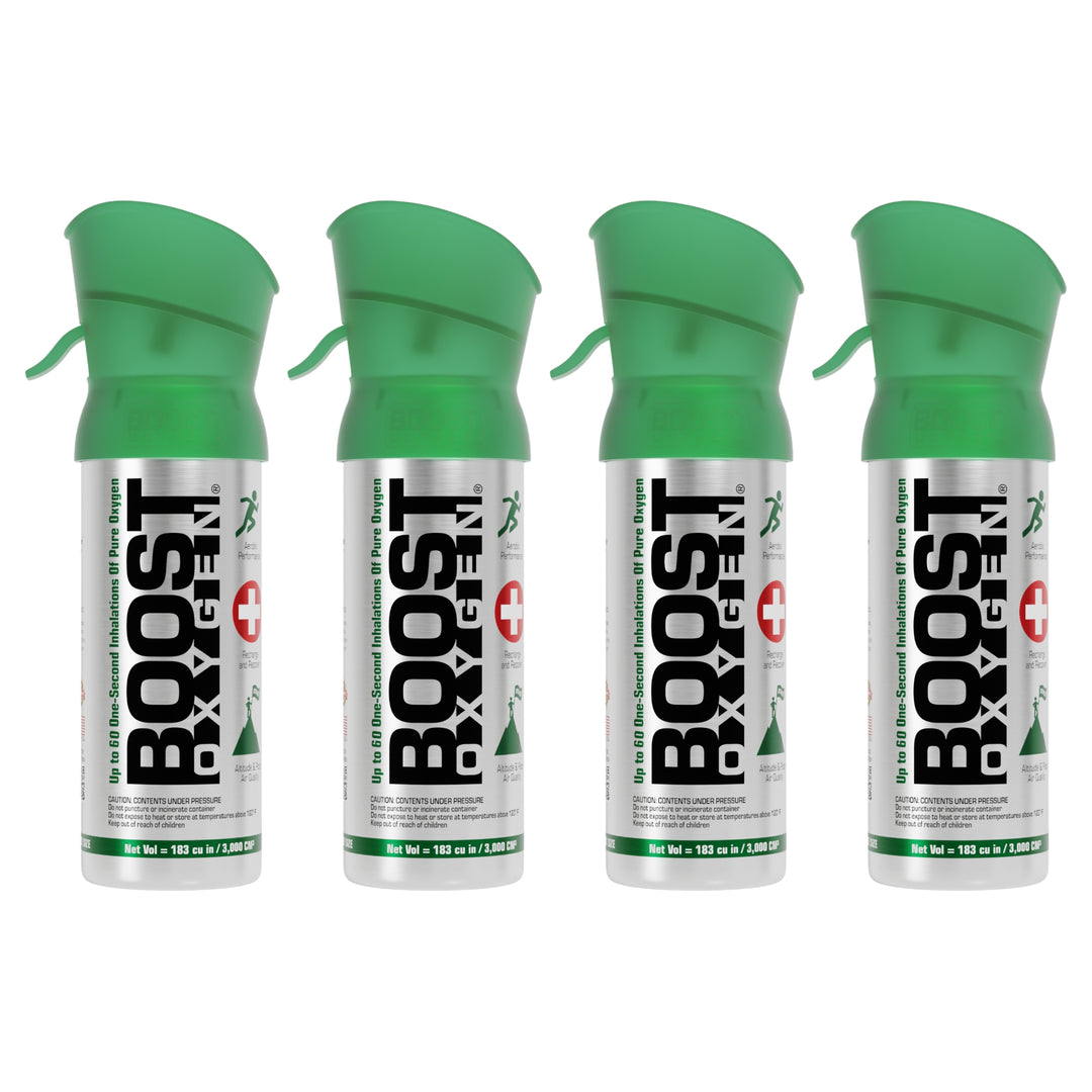 Boost Oxygen Pocket Size 3 Liter Respiratory Support Canister, Natural (4 Pack) - VMInnovations