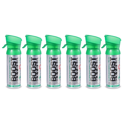 Boost Oxygen 3L Pocket Sized Canned Oxygen Bottle w/Mouthpiece, Natural (6 Pack)