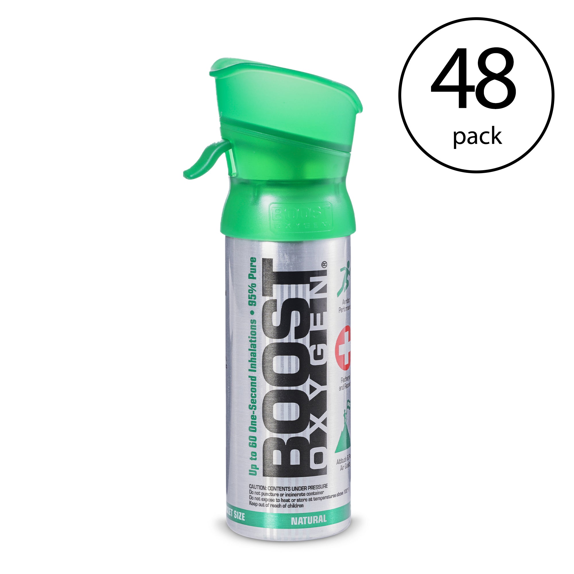 Boost Oxygen 3L Pocket Sized Can Oxygen Bottle w/Mouthpiece, Natural (48 Pack) - VMInnovations