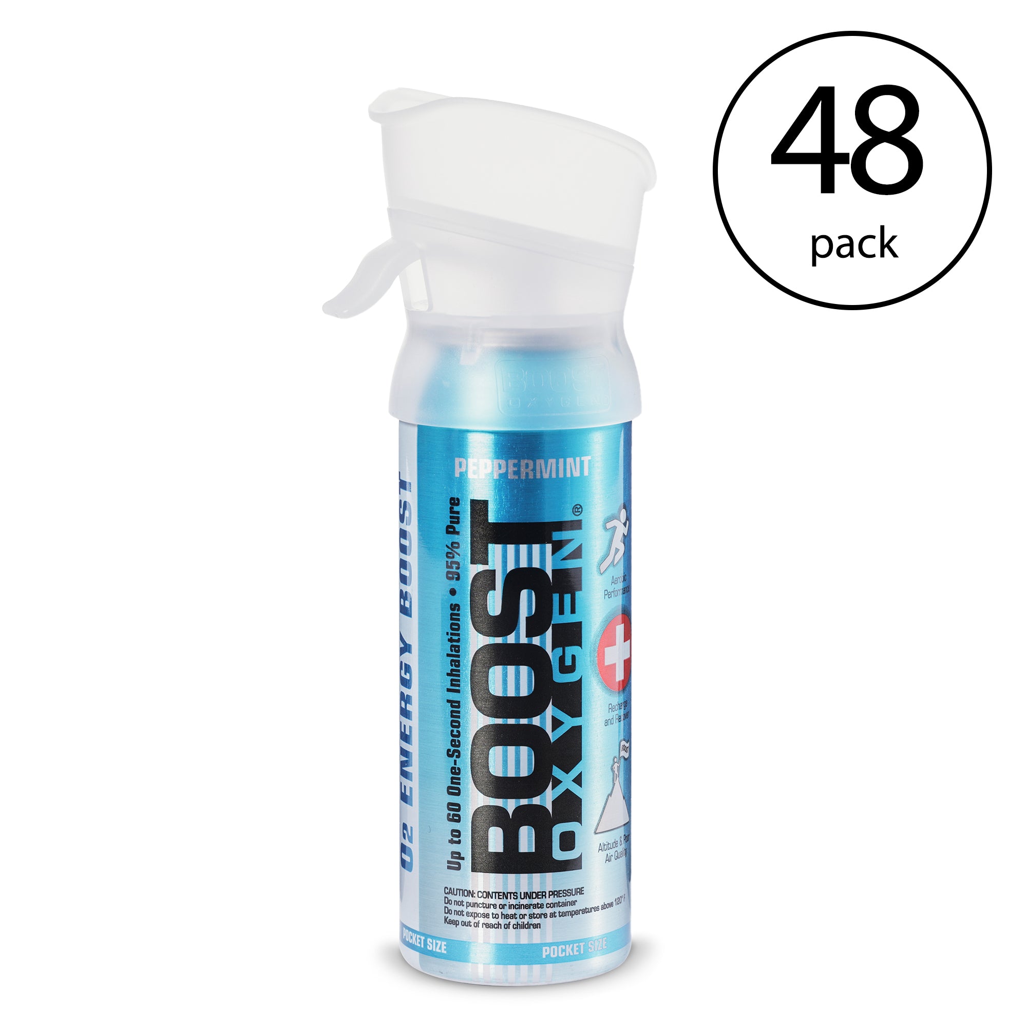 Boost Oxygen 3L Pocket Sized Canned Oxygen with Mouthpiece, Peppermint (48 Pack) - VMInnovations