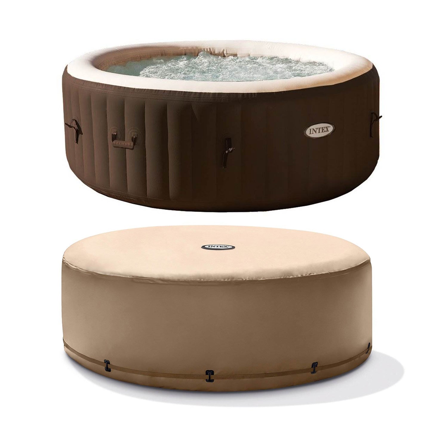 Intex PureSpa Bubble Massage 4 Person Inflatable Hot Tub with Replacement Cover
