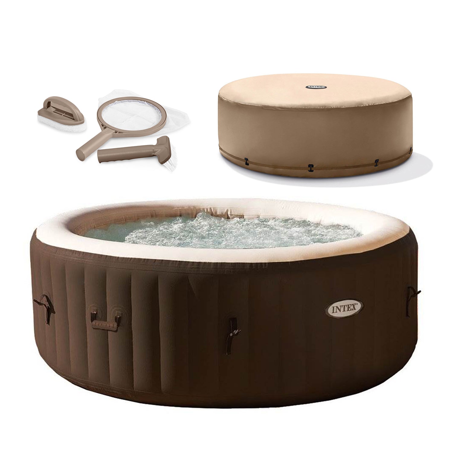 Intex PureSpa 4 Person Inflatable Hot Tub with Replacement Cover & Accessory Kit - VMInnovations