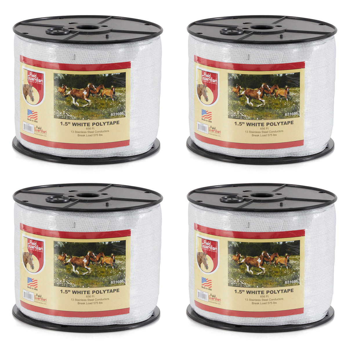 Field Guardian 631666 1.5 Inch Width 656 Ft Conductive Polytape, White (4 Pack)