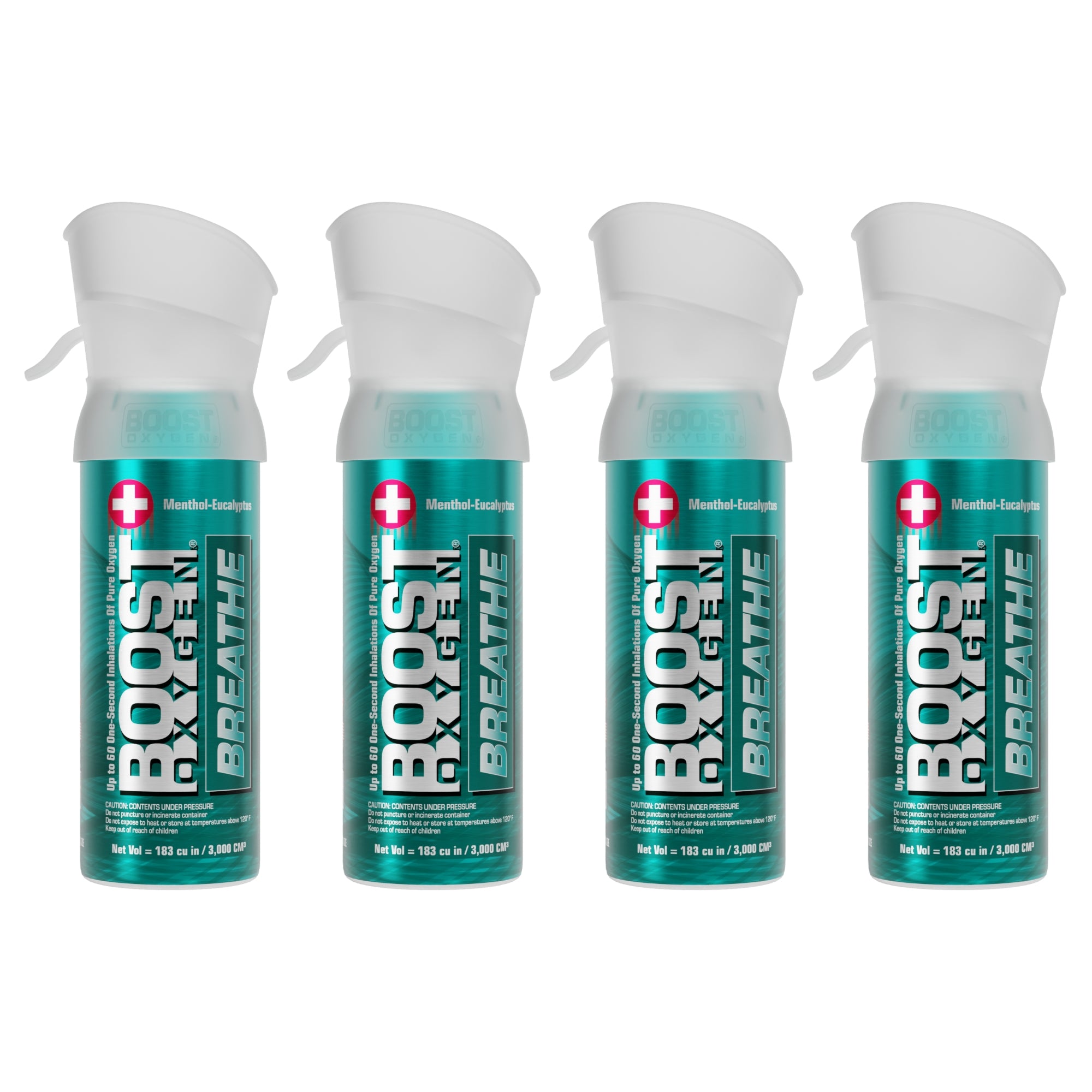 Boost Oxygen Pocket Size 3 Liter Respiratory Support Canister, Menthol (4 Pack) - VMInnovations