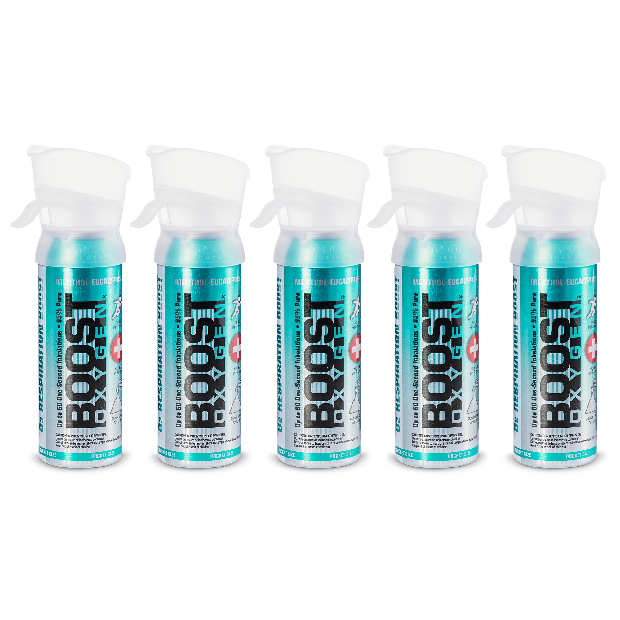 Boost Oxygen 3 Liter Pocket Sized Canned Oxygen, Menthol Eucalyptus (5 Pack) - VMInnovations