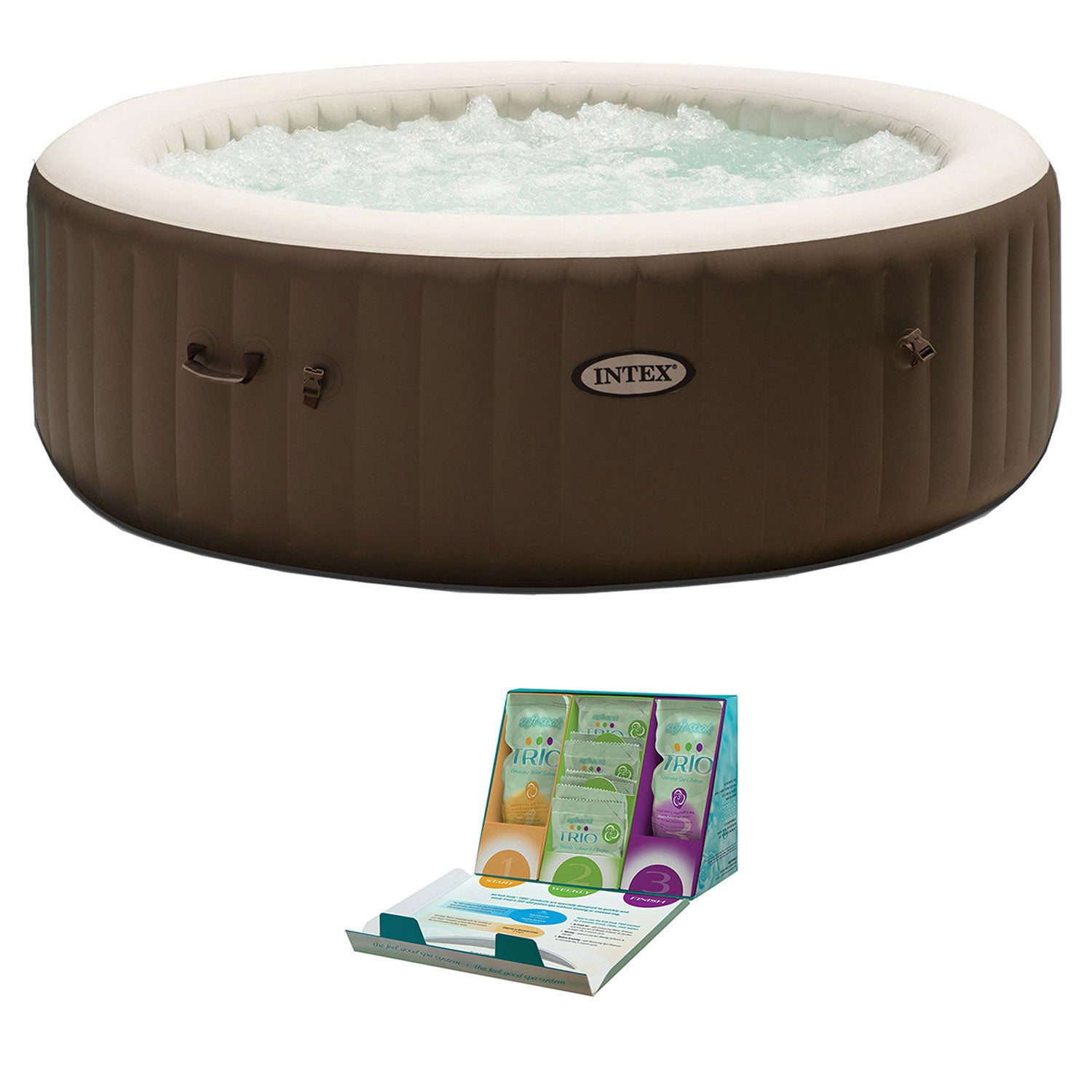 Intex PureSpa 6 Person Inflatable Hot Tub + SpaGuard 3 Month Water Softening Kit