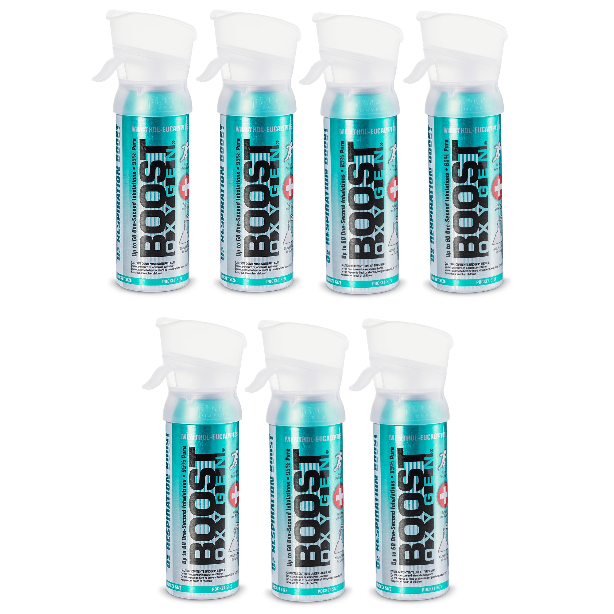 Boost Oxygen 3 Liter Pocket Sized Canned Oxygen, Menthol Eucalyptus (7 Pack) - VMInnovations