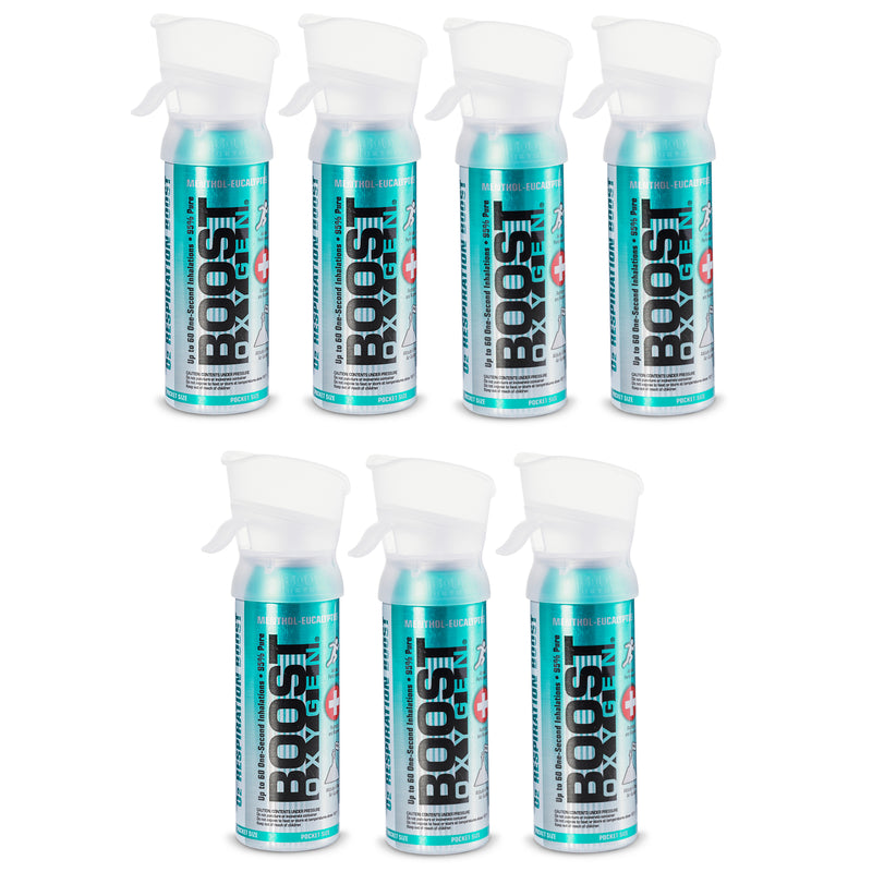 Boost Oxygen 3 Liter Pocket Sized Canned Oxygen, Menthol Eucalyptus (7 Pack)