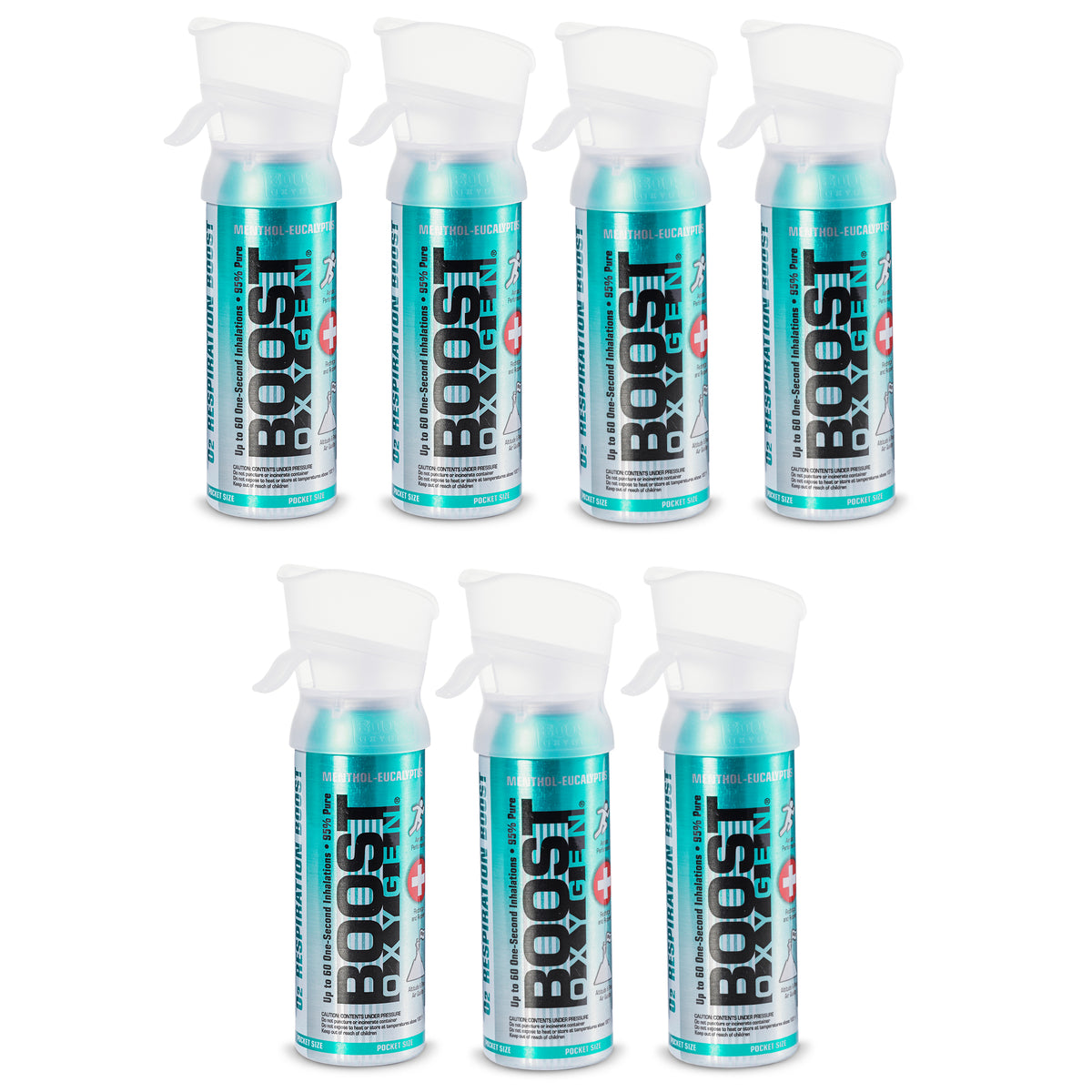 Boost Oxygen 3 Liter Pocket Sized Canned Oxygen, Menthol Eucalyptus (7 Pack)