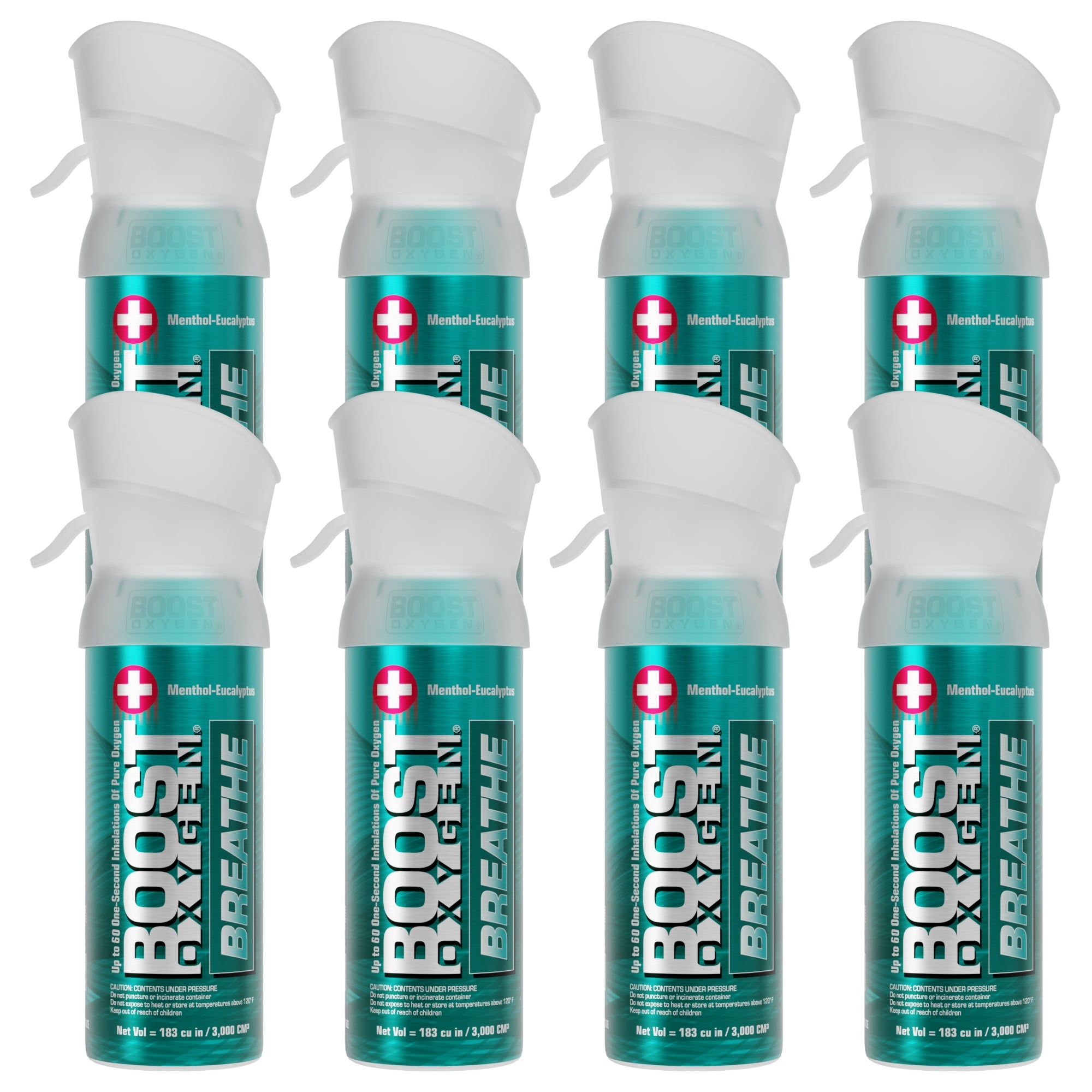 Boost Oxygen Pocket Size 3 Liter Respiratory Support Canister, Menthol (4 Pack) - VMInnovations