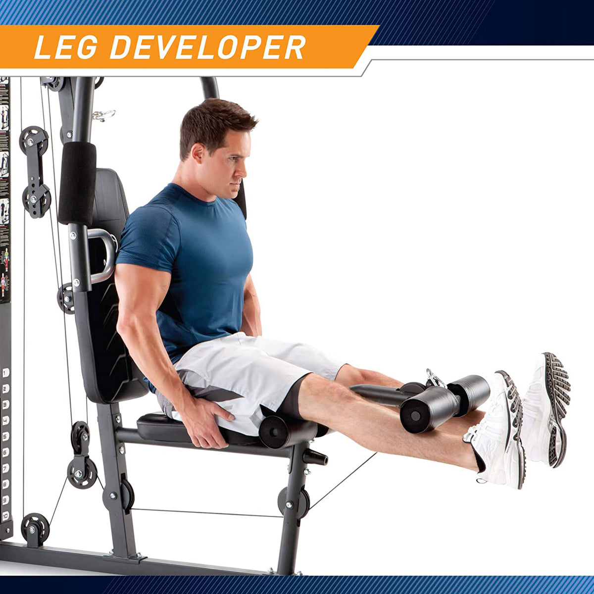 Marcy MWM-7454 Stack Multifunctional Home Gym Full Body Workout Station, White